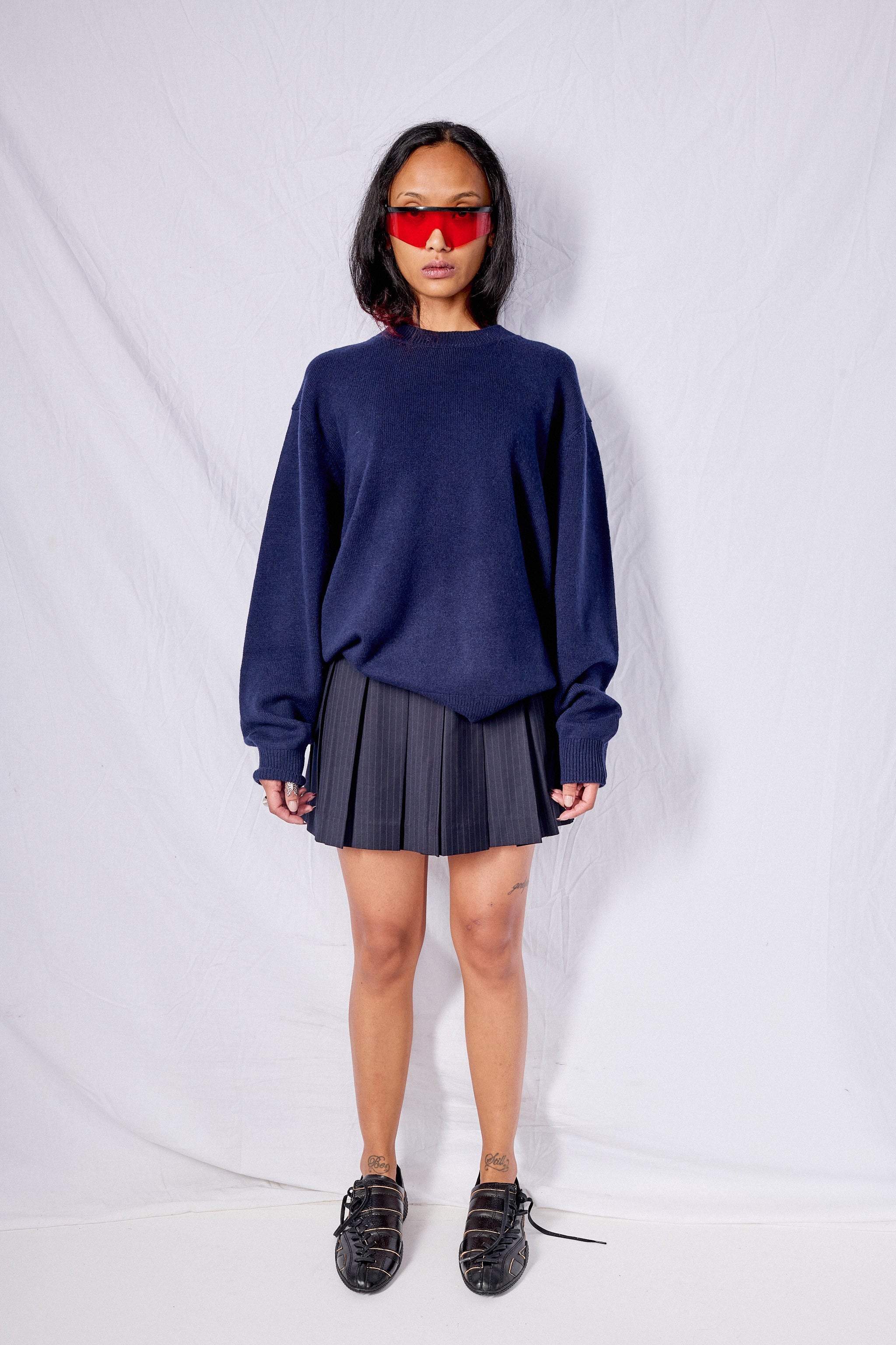 Deep Navy Unisex Cashmere Crewneck