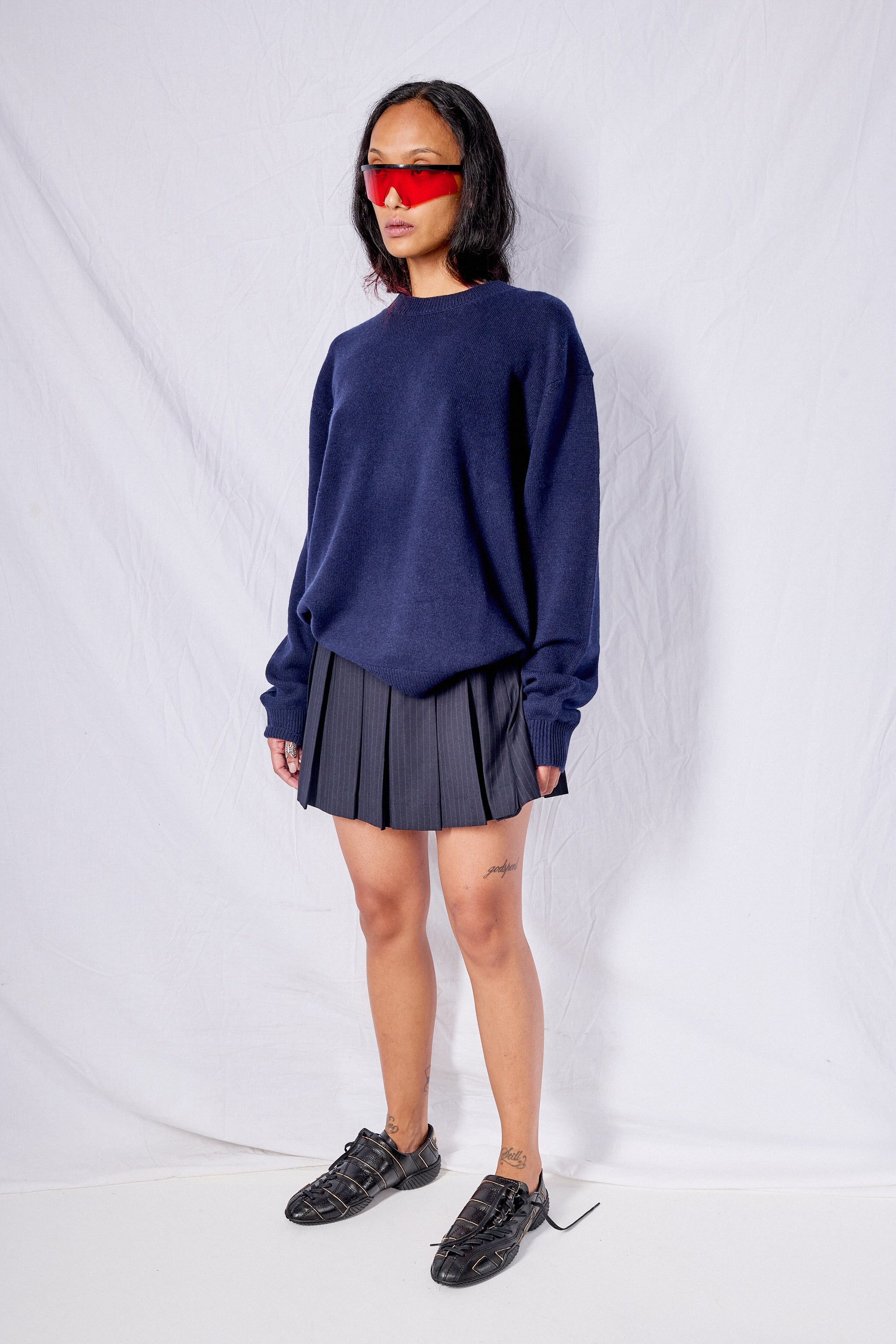 Deep Navy Unisex Cashmere Crewneck