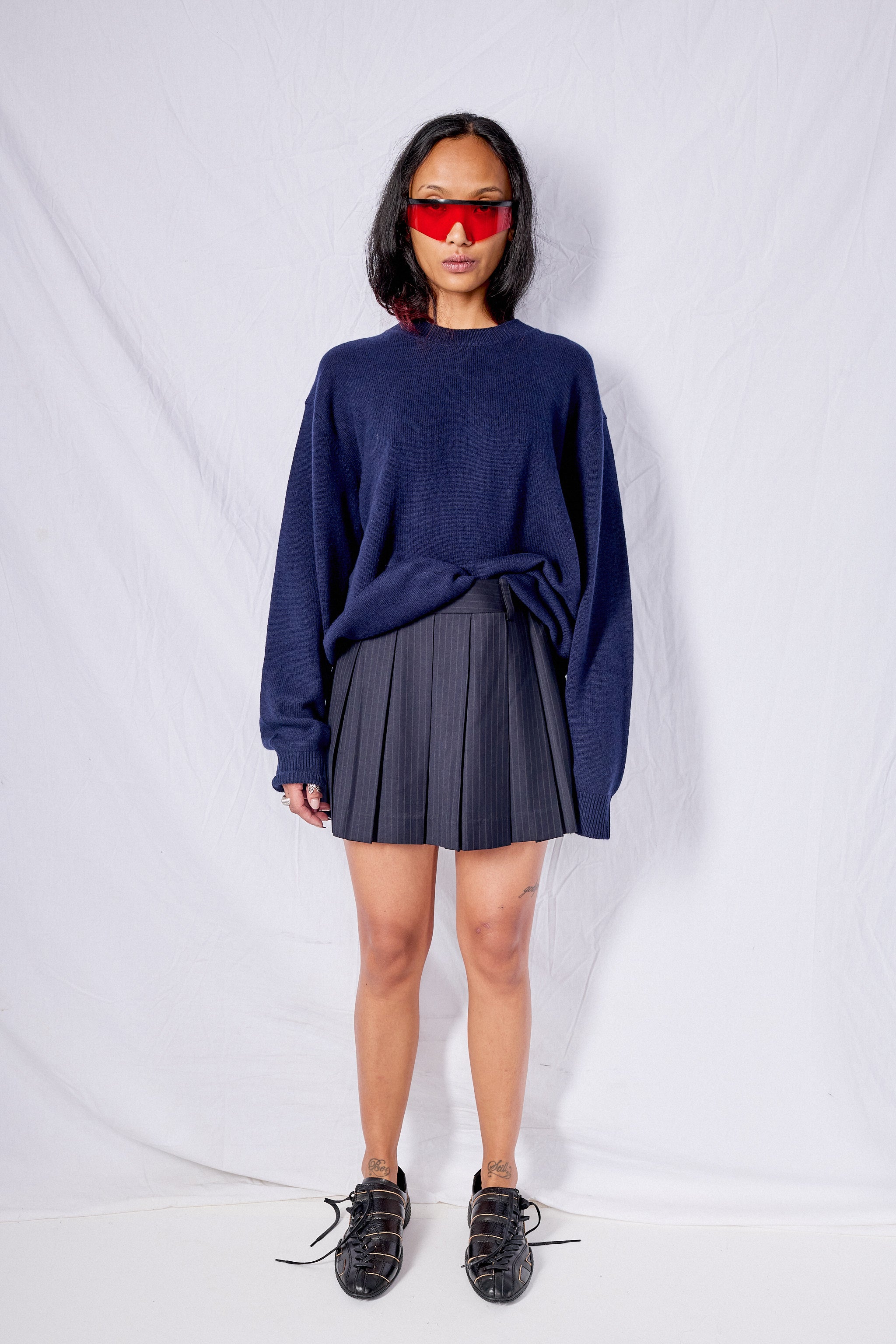 Deep Navy Unisex Cashmere Crewneck