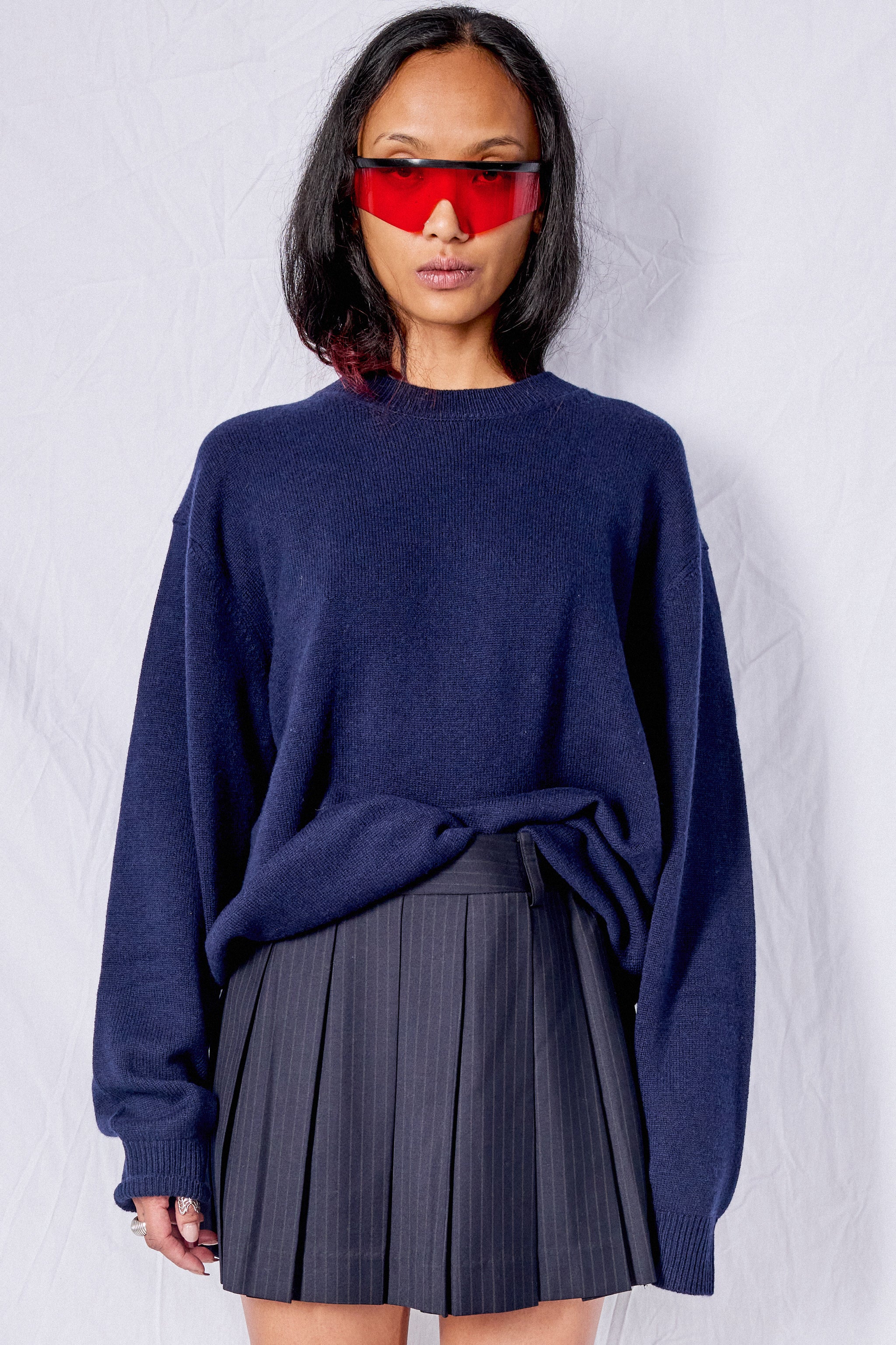 Deep Navy Unisex Cashmere Crewneck