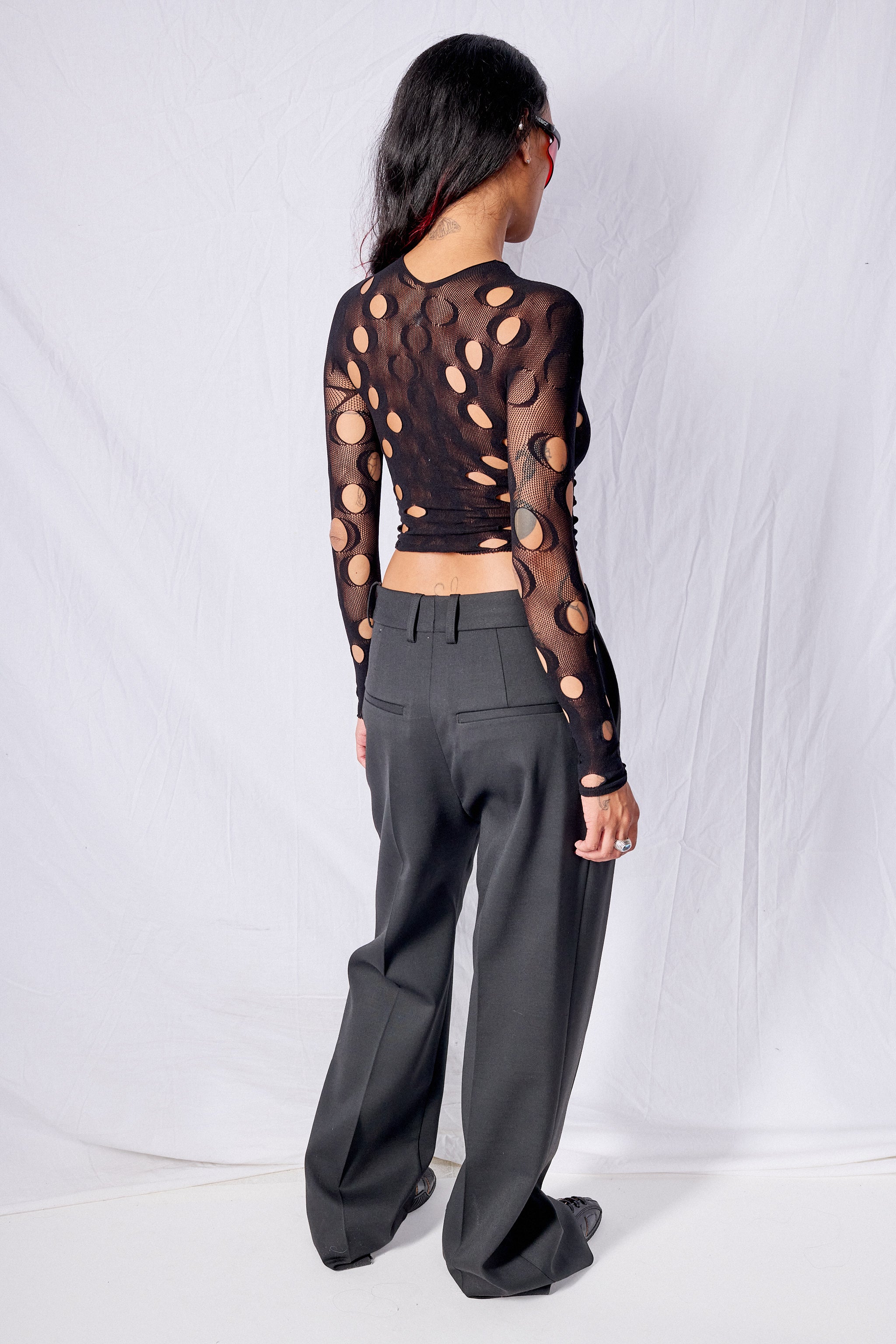 Onyx Mesh Long Sleeve Top