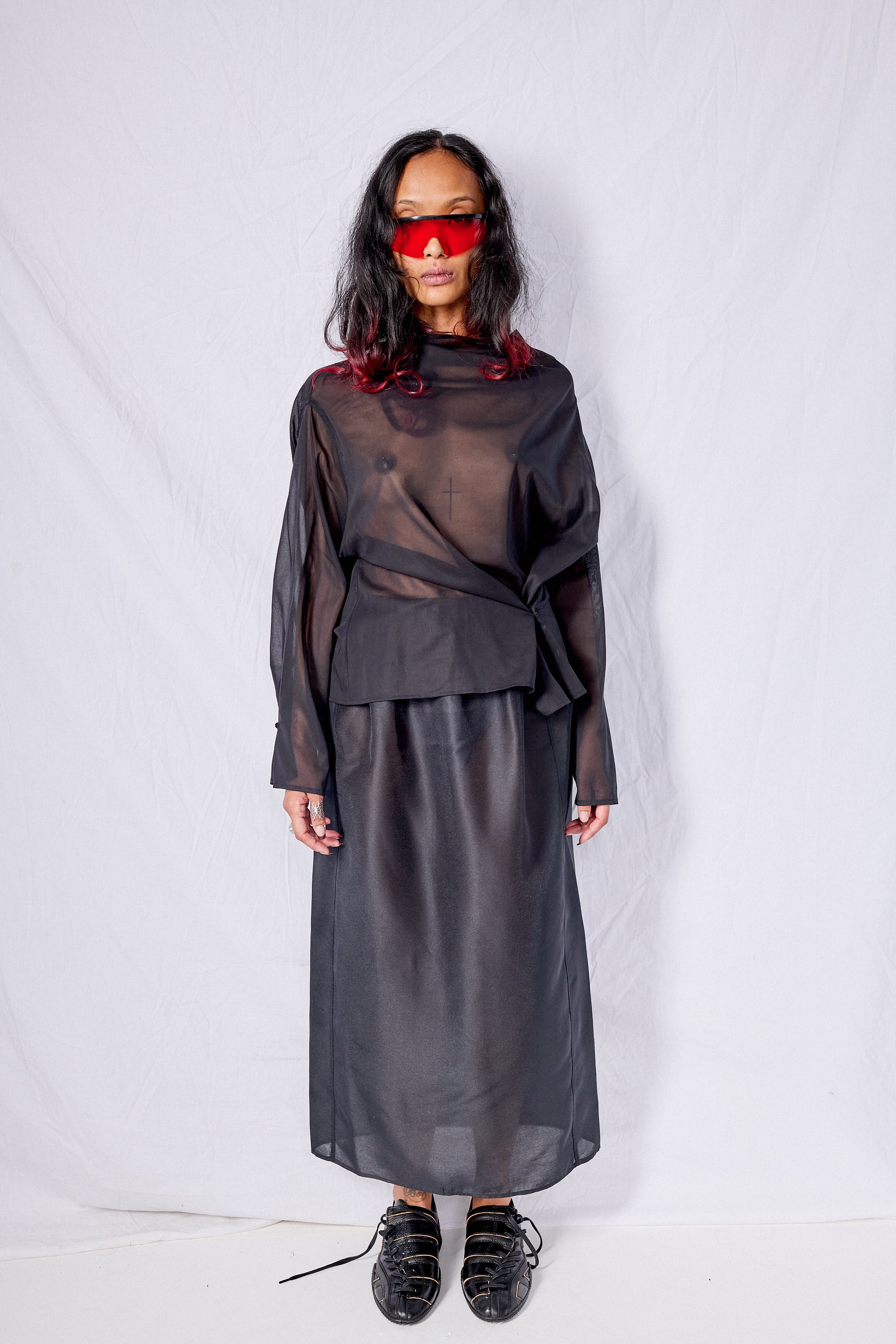 Black Organza Layered Skirt