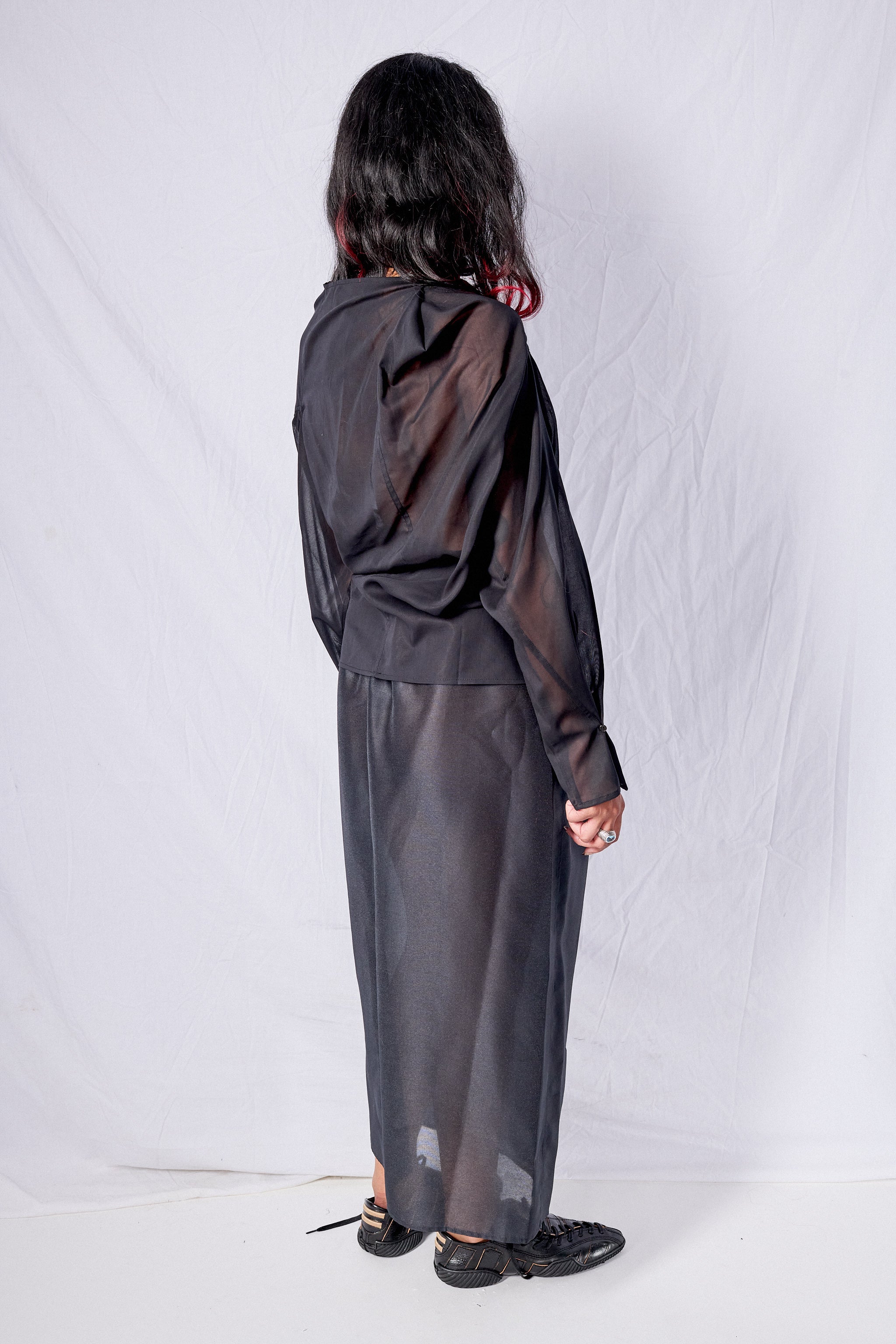 Black Mock Neck Two Way Blouse