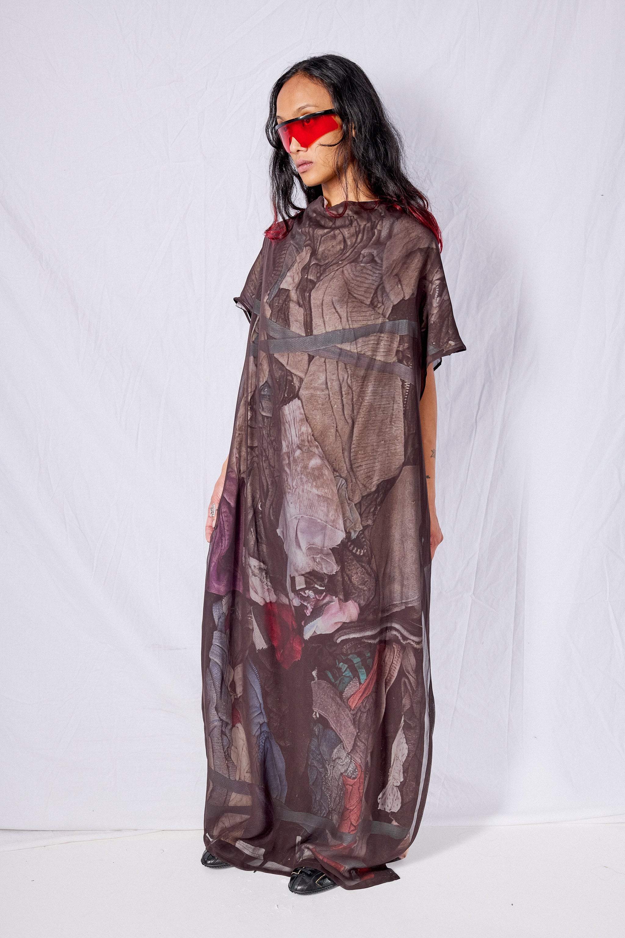 Brown/Print Column Dress