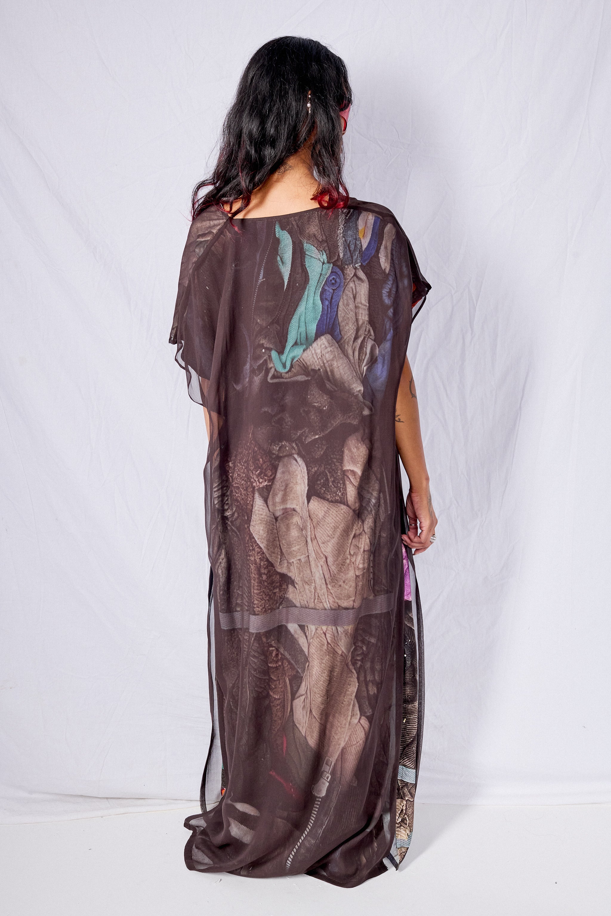 Brown/Print Column Dress