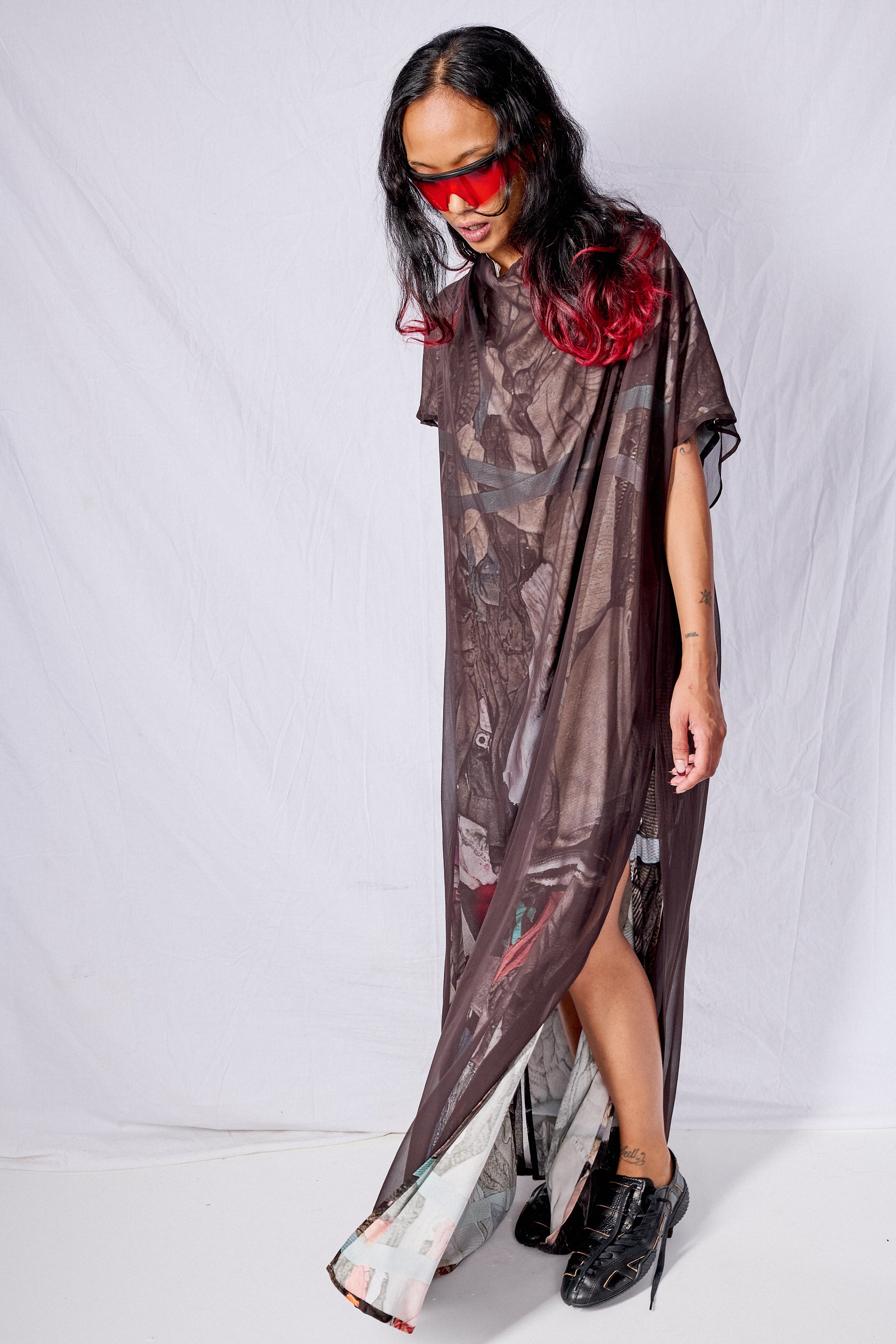 Brown/Print Column Dress