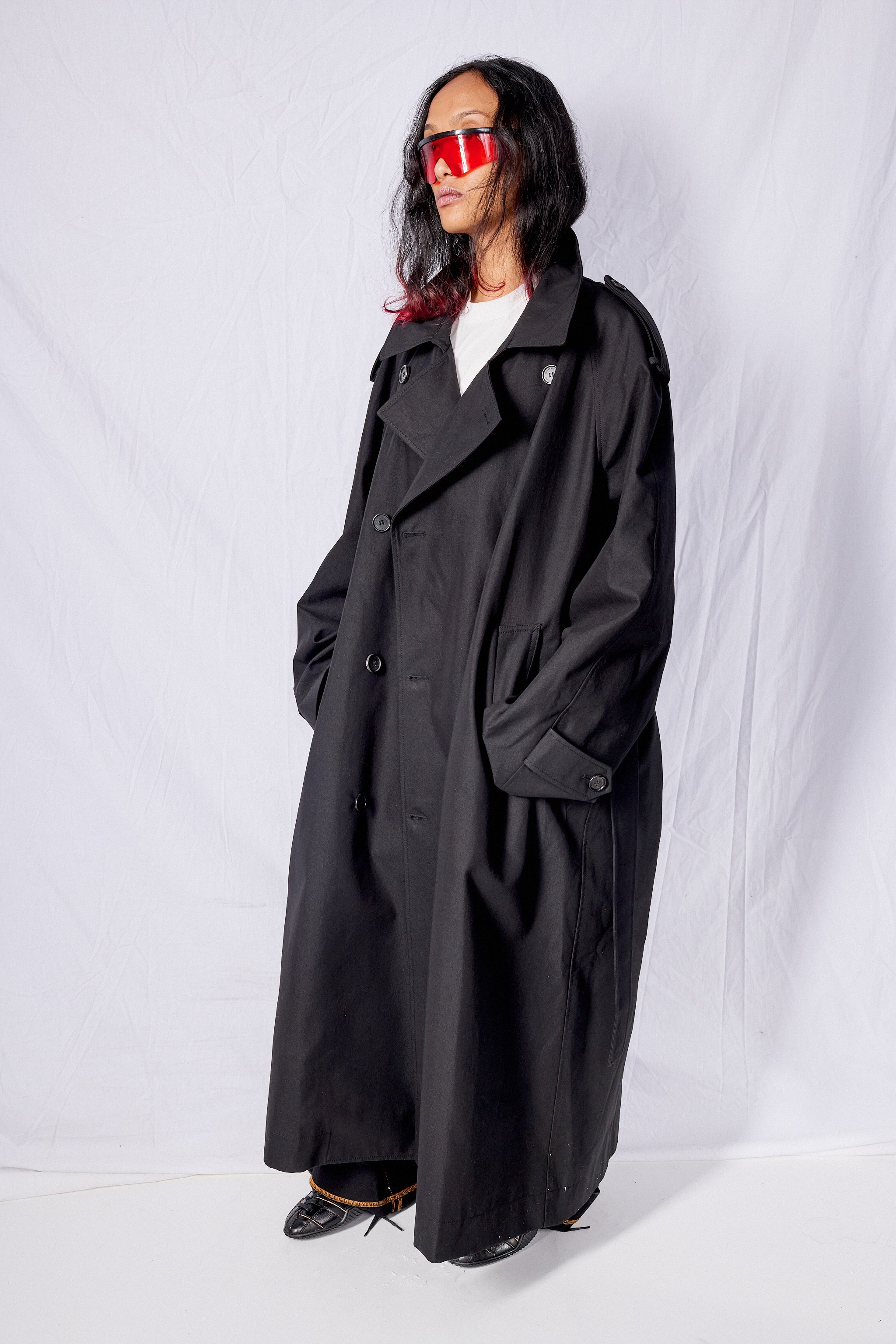Black Unisex Oversized Trench Coat