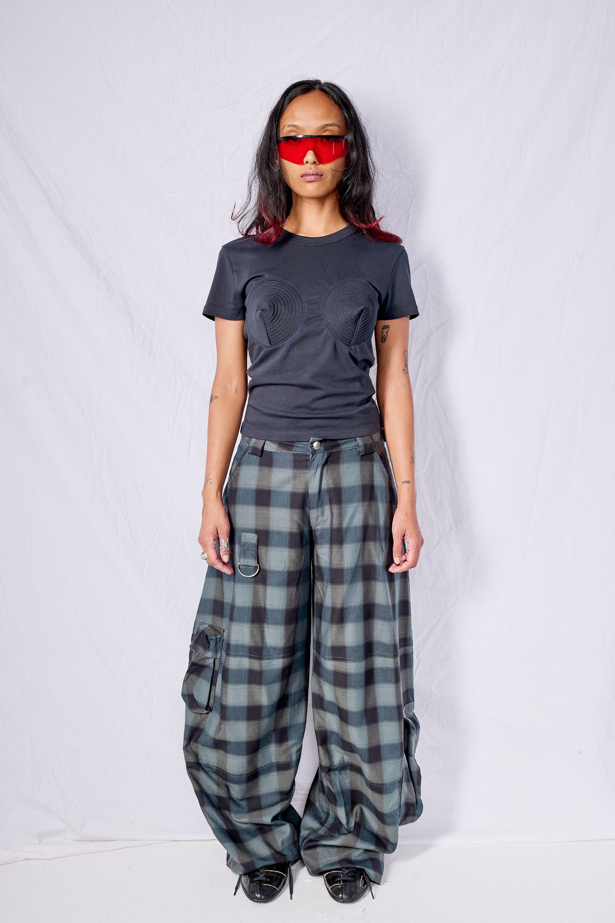 Navy Plaid Flannel Lawn Cargo Pant