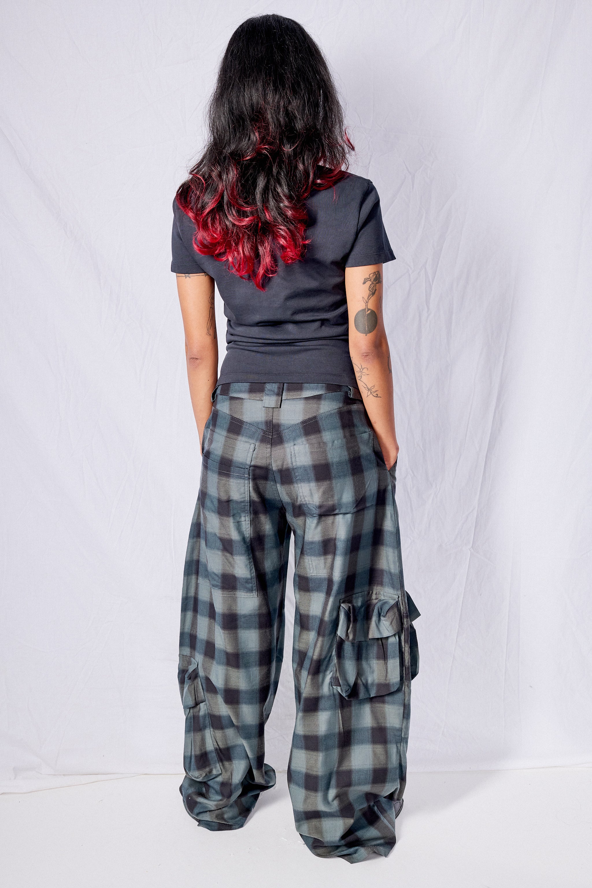 Navy Plaid Flannel Lawn Cargo Pant