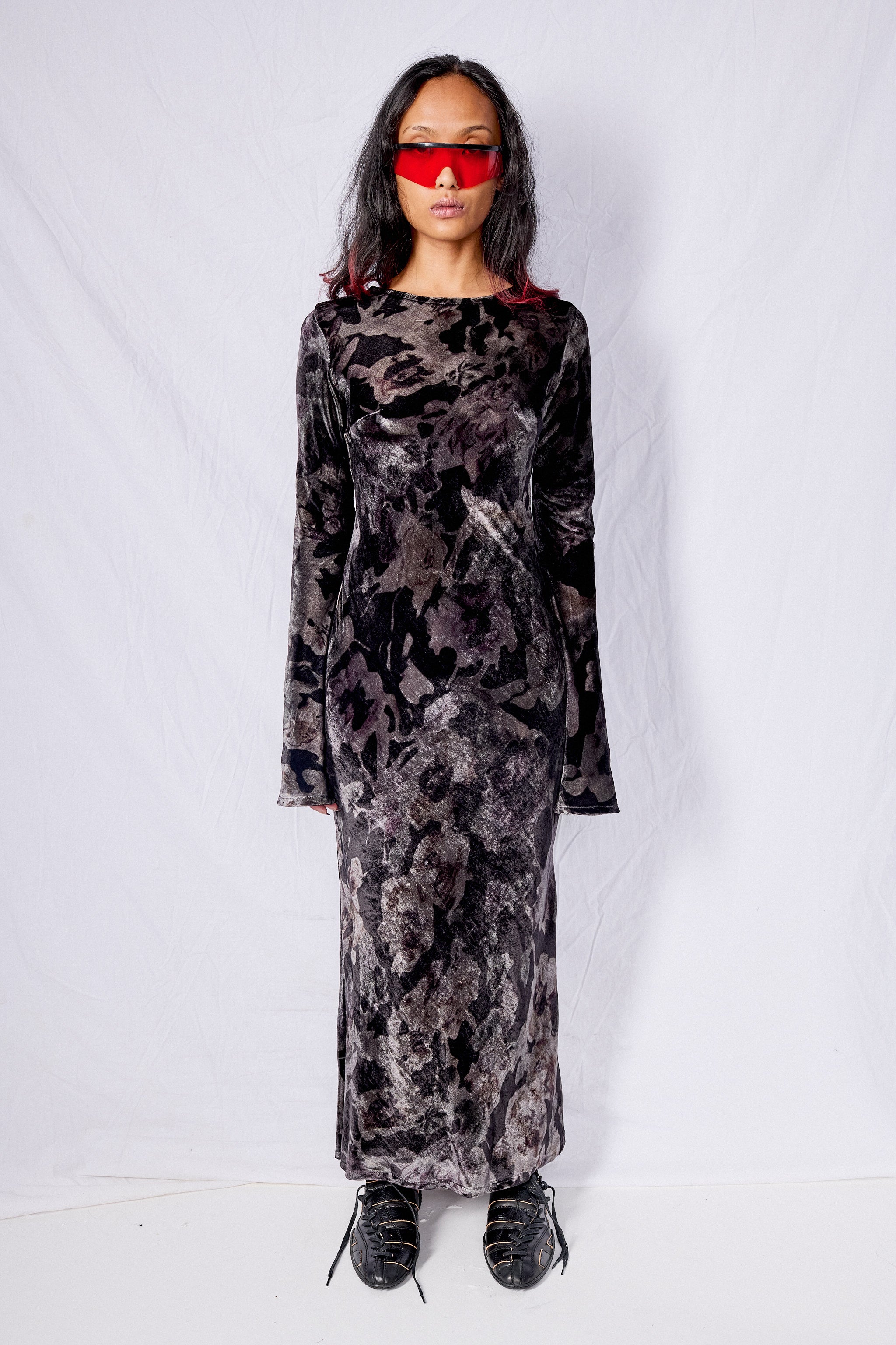 Black Watercolor Roses Yuri Dress