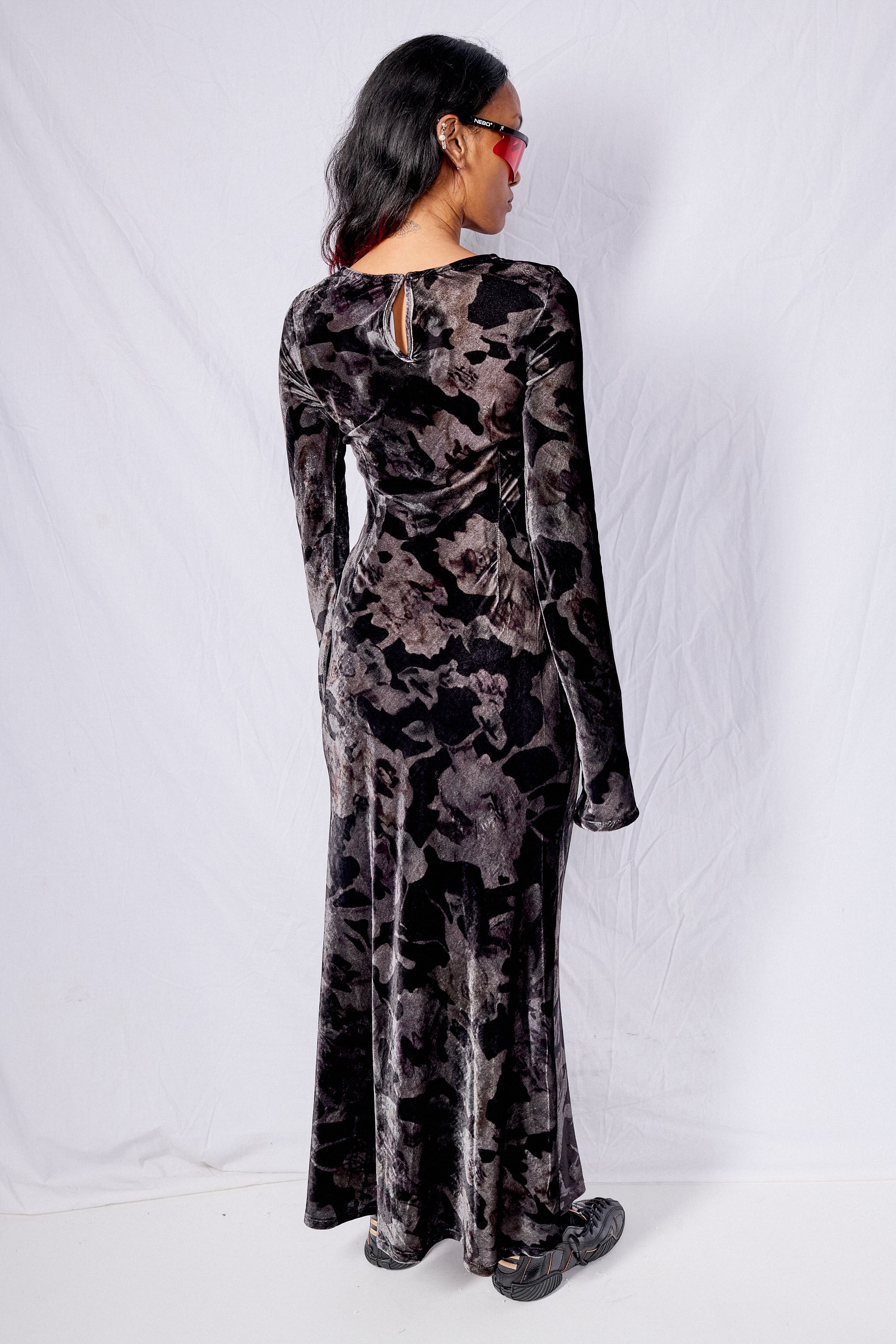 Black Watercolor Roses Yuri Dress