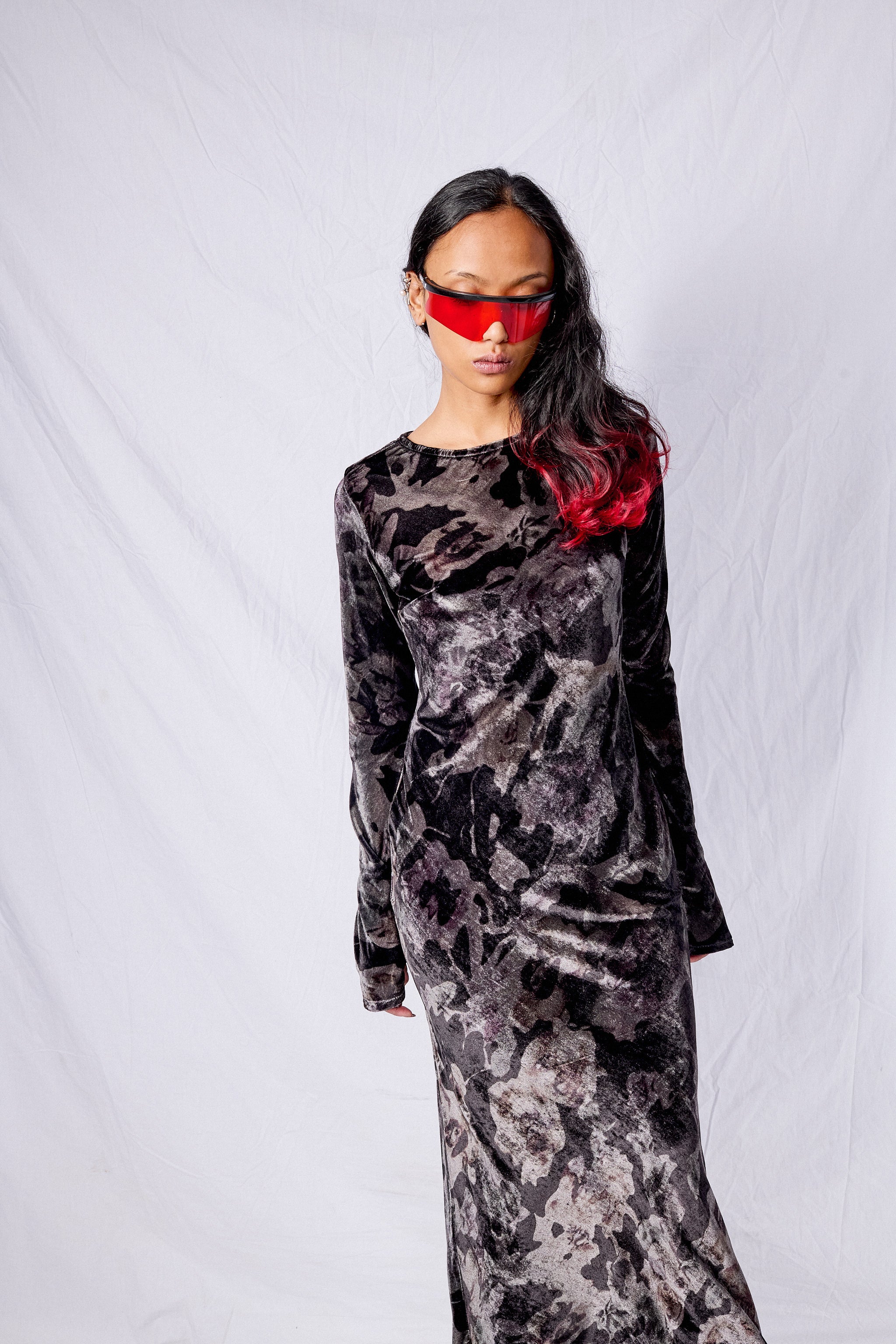 Black Watercolor Roses Yuri Dress