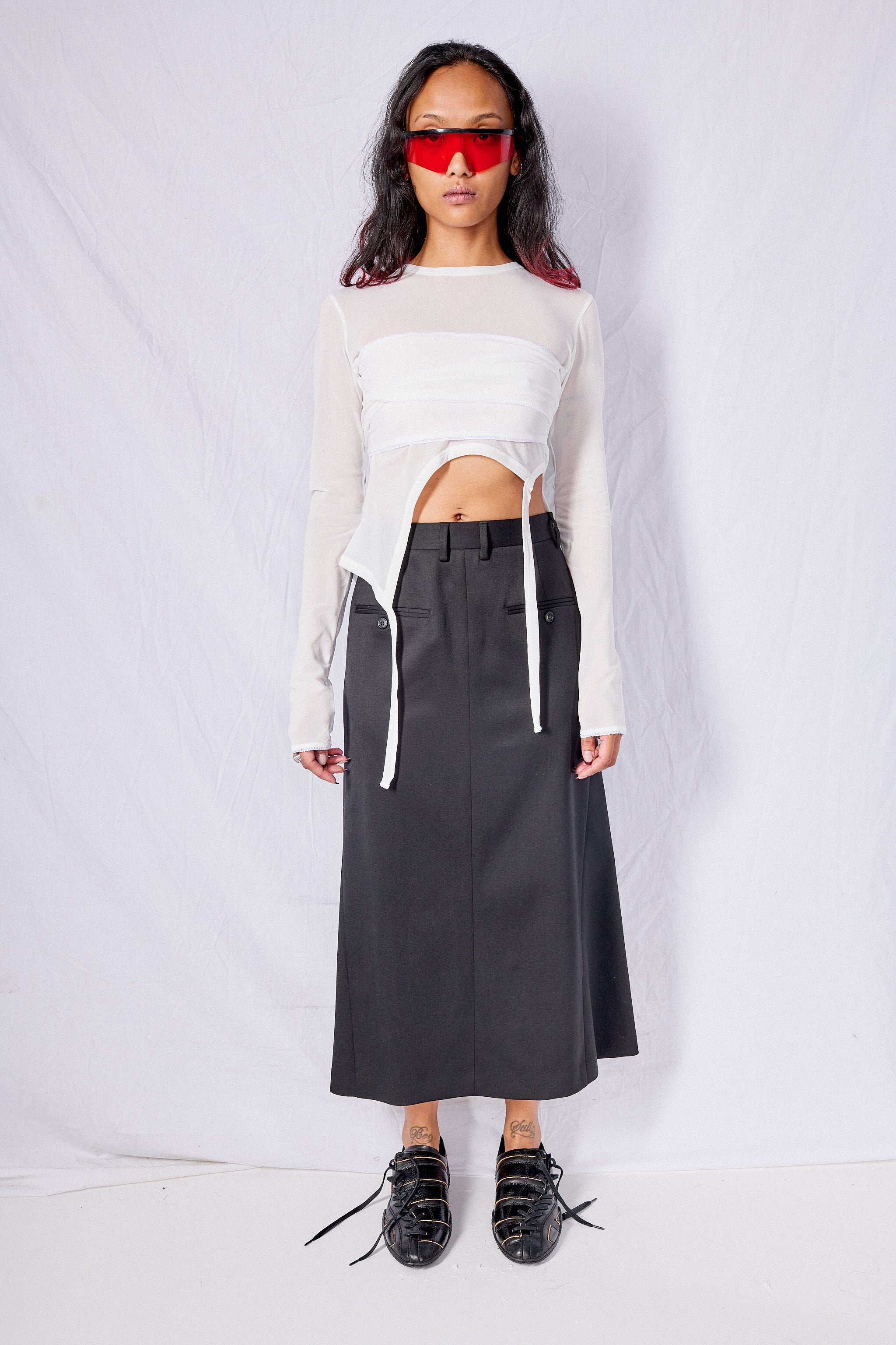 White Knit Tie Strap Top