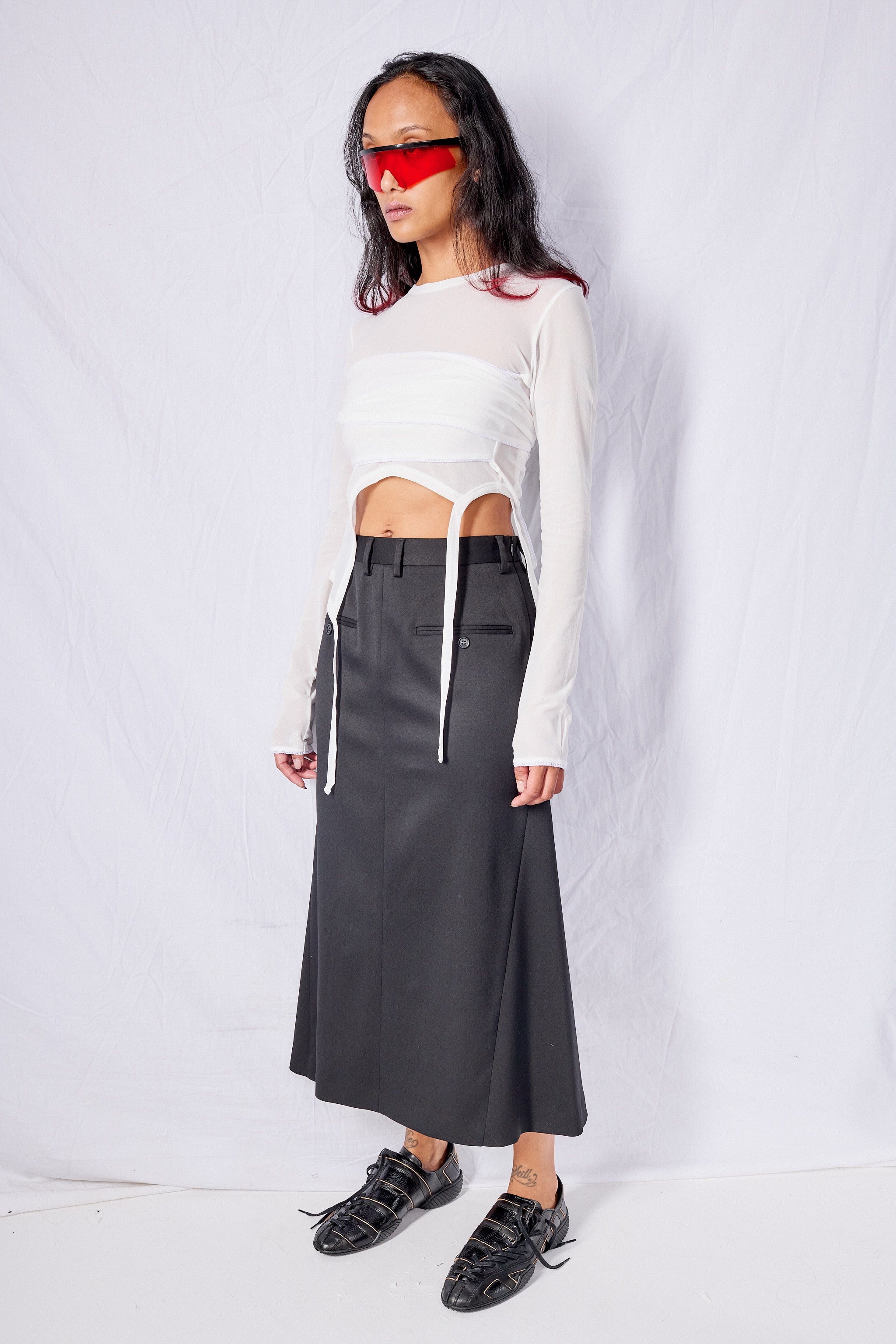 White Knit Tie Strap Top
