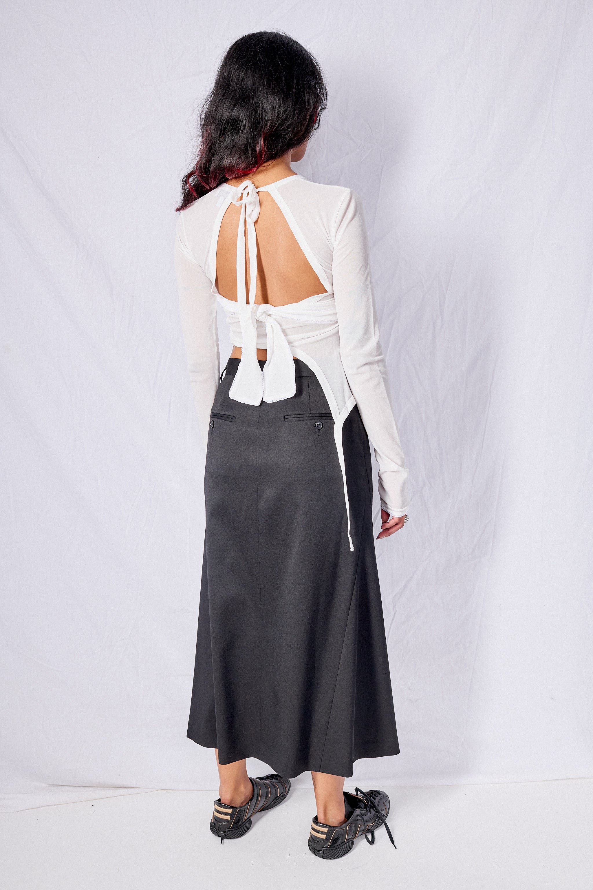 White Knit Tie Strap Top