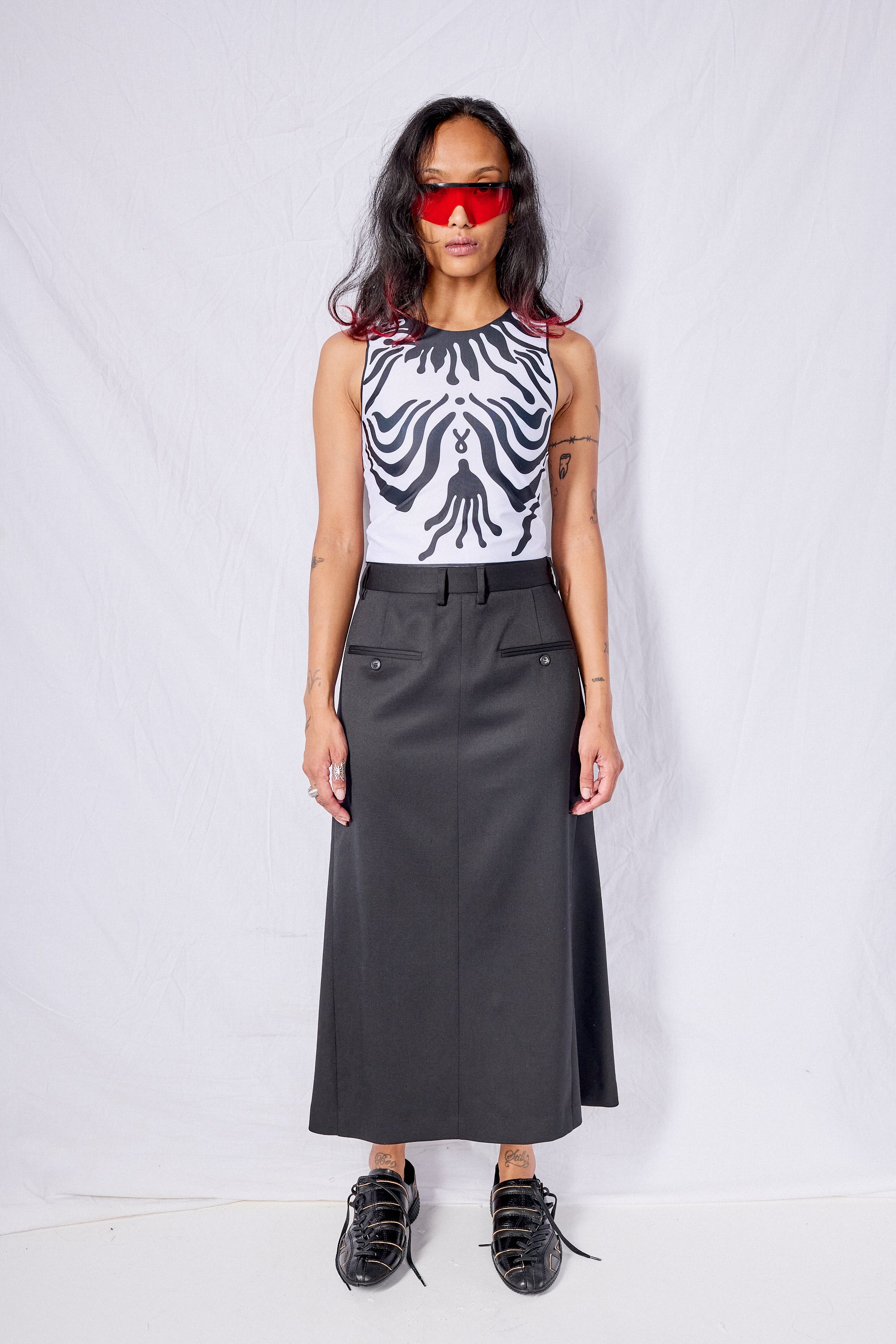 Black / White Iris Lycra Tank