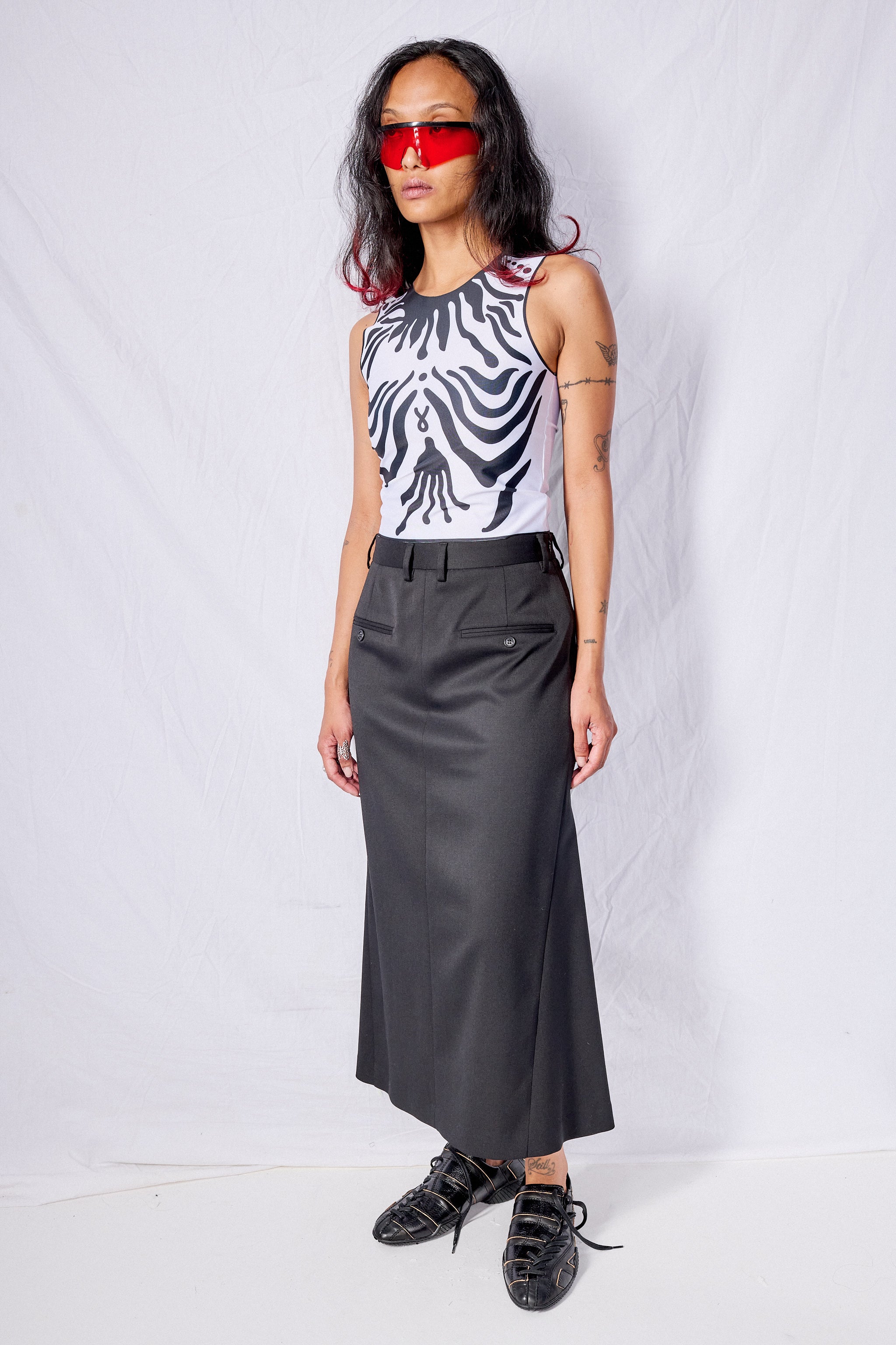 Black / White Iris Lycra Tank