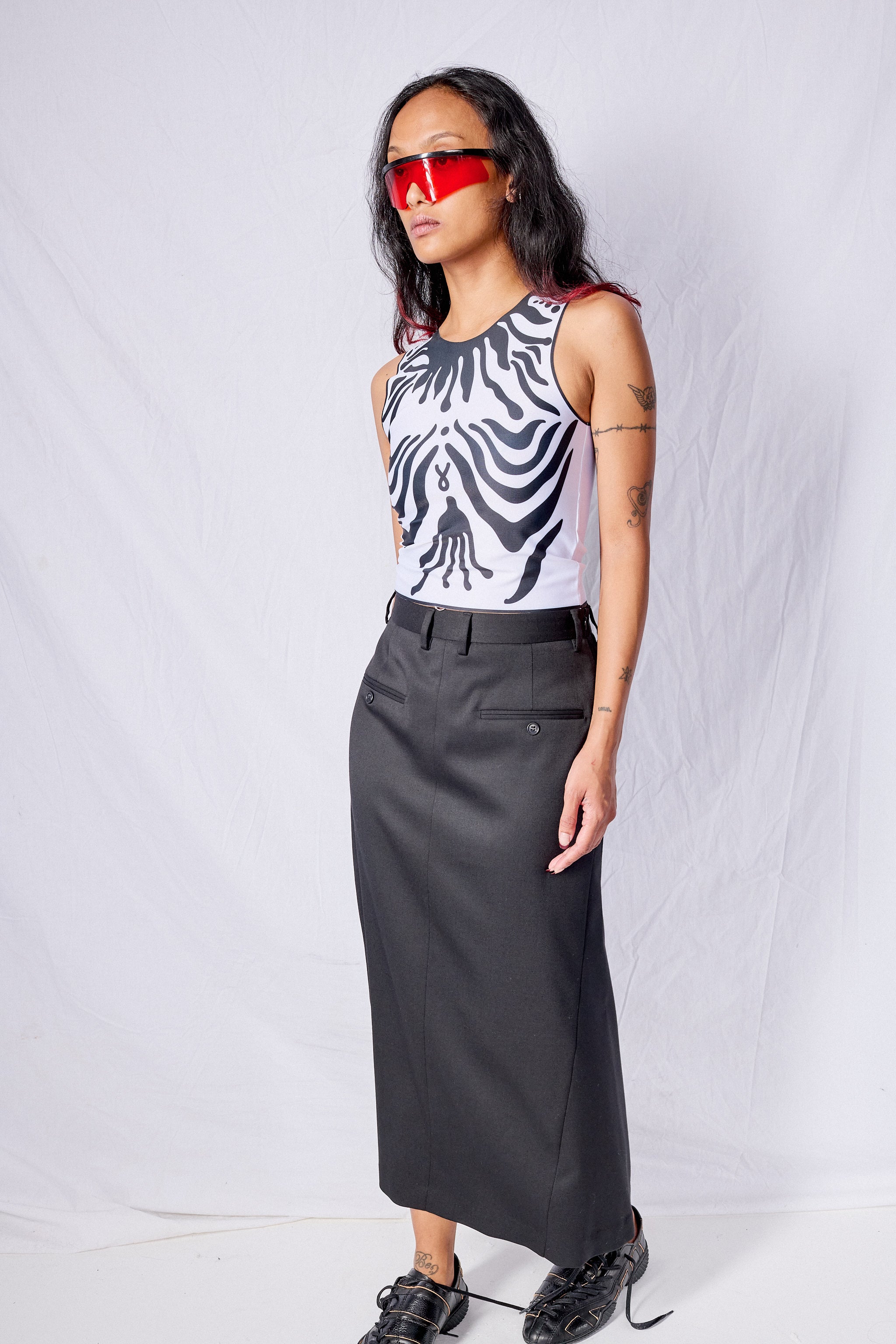 Black / White Iris Lycra Tank