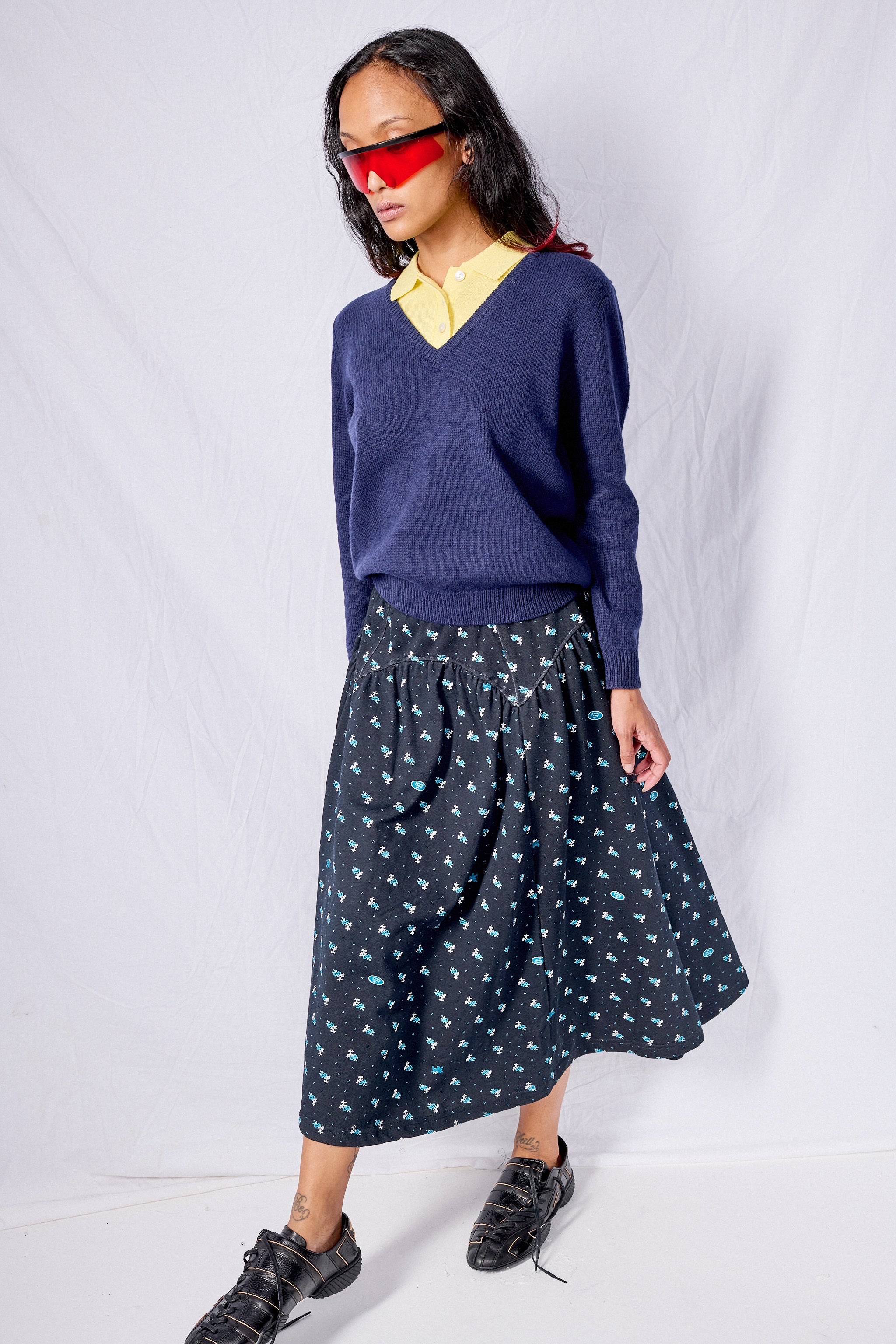 Navy Evil Floral Houston Skirt