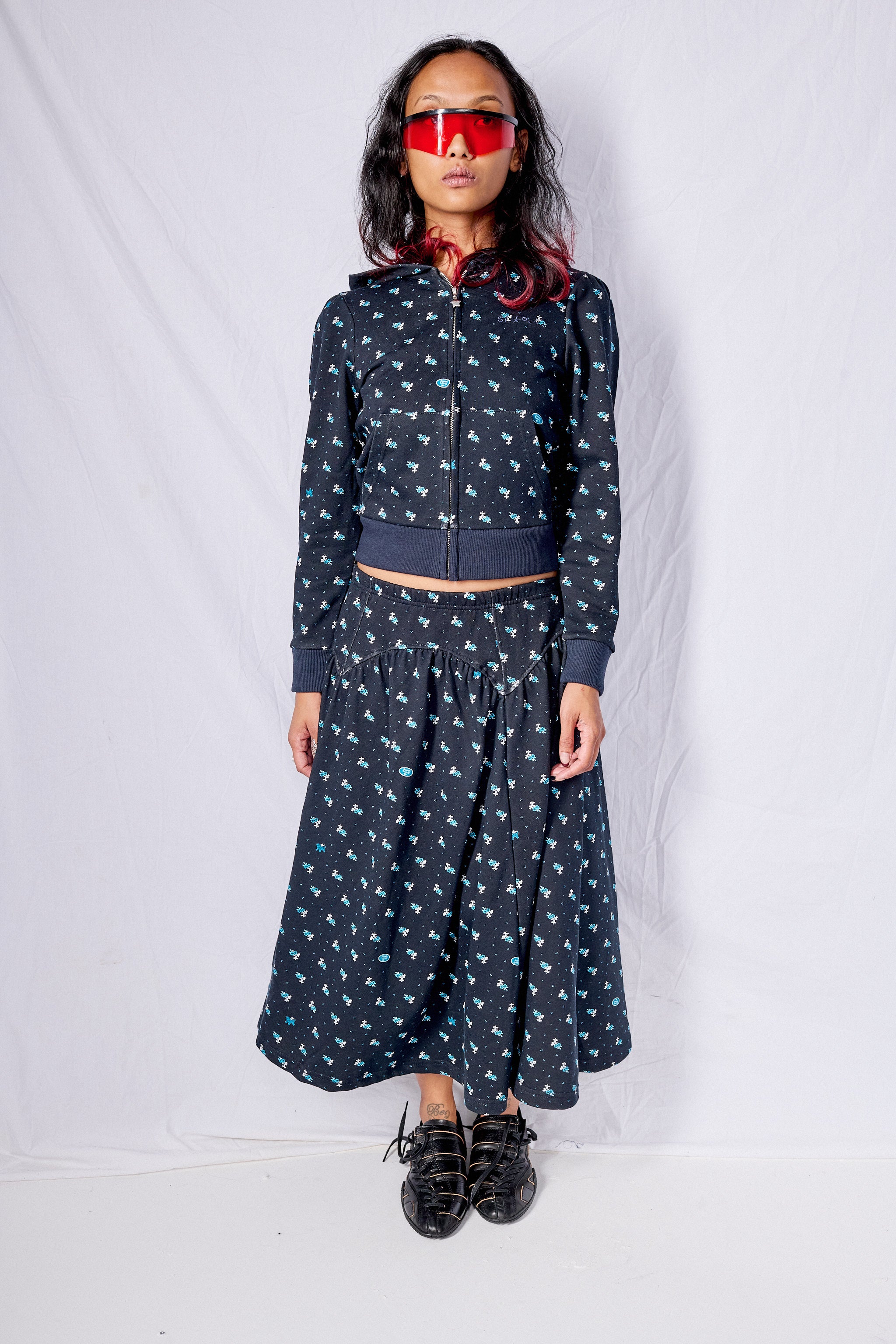 Navy Evil Floral Houston Skirt