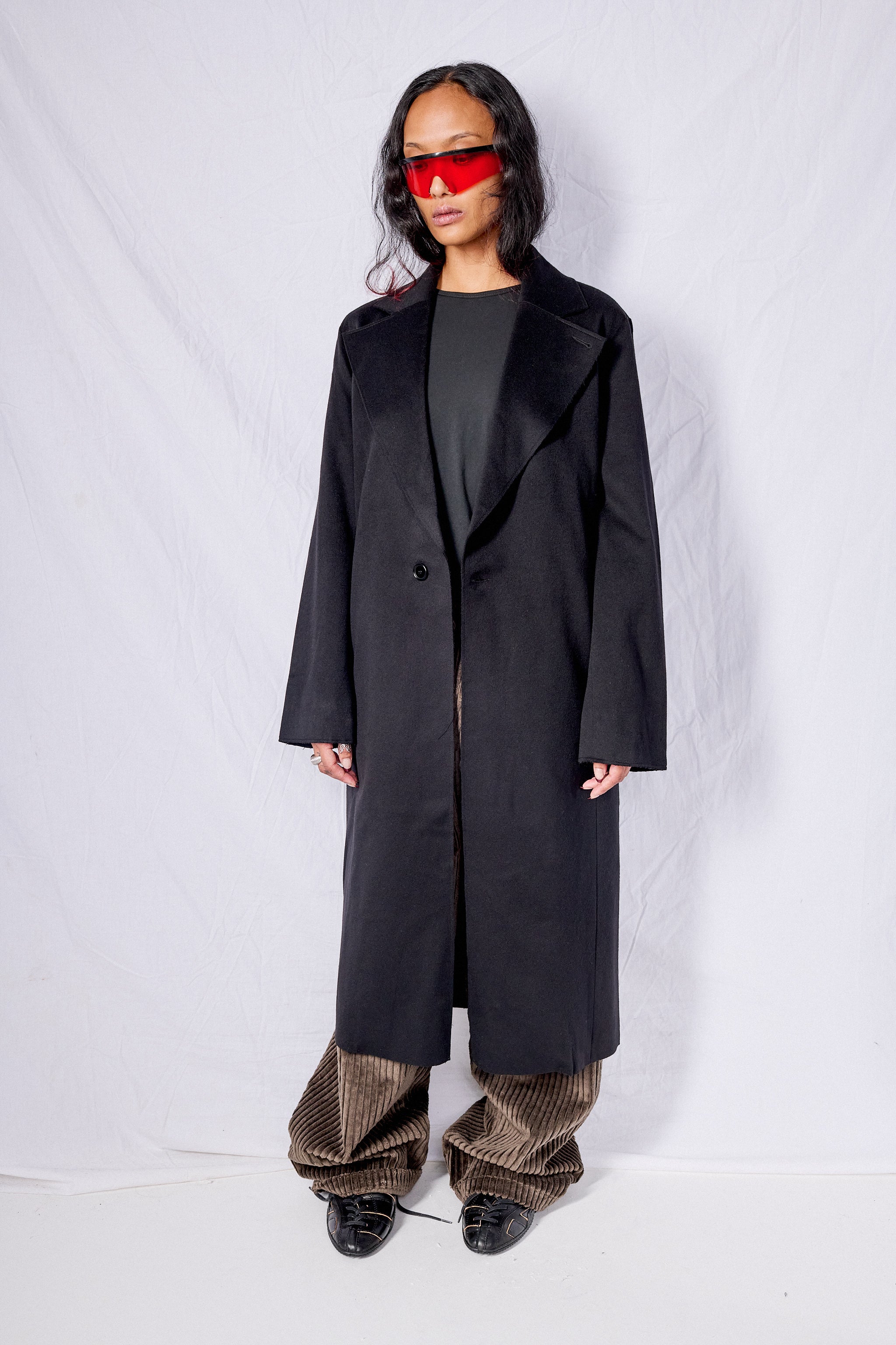No.175 Black Heavy Wool Two Button Coat