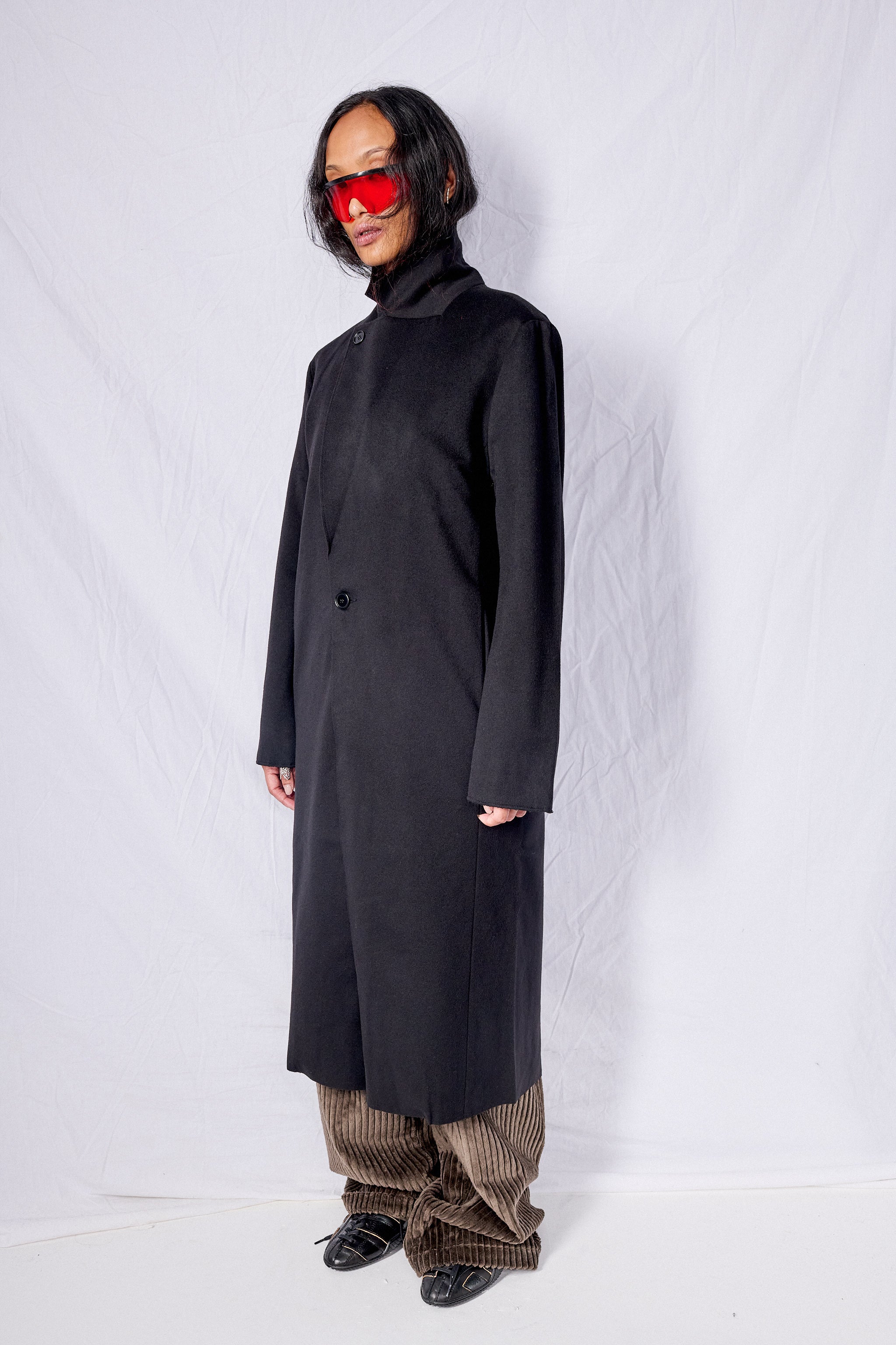 No.175 Black Heavy Wool Two Button Coat