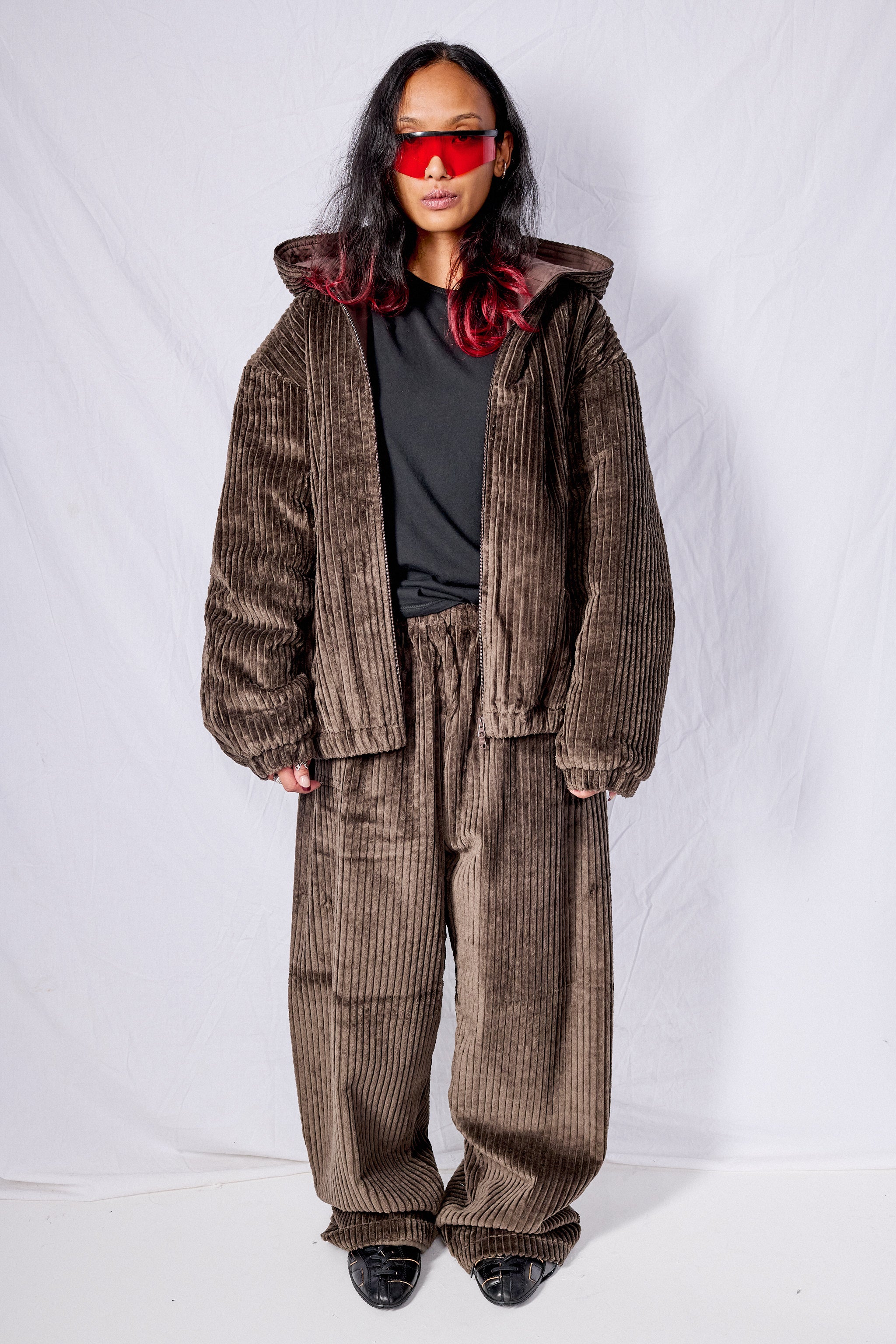 No.216 Brown Corduroy Puffer Zipper Jacket