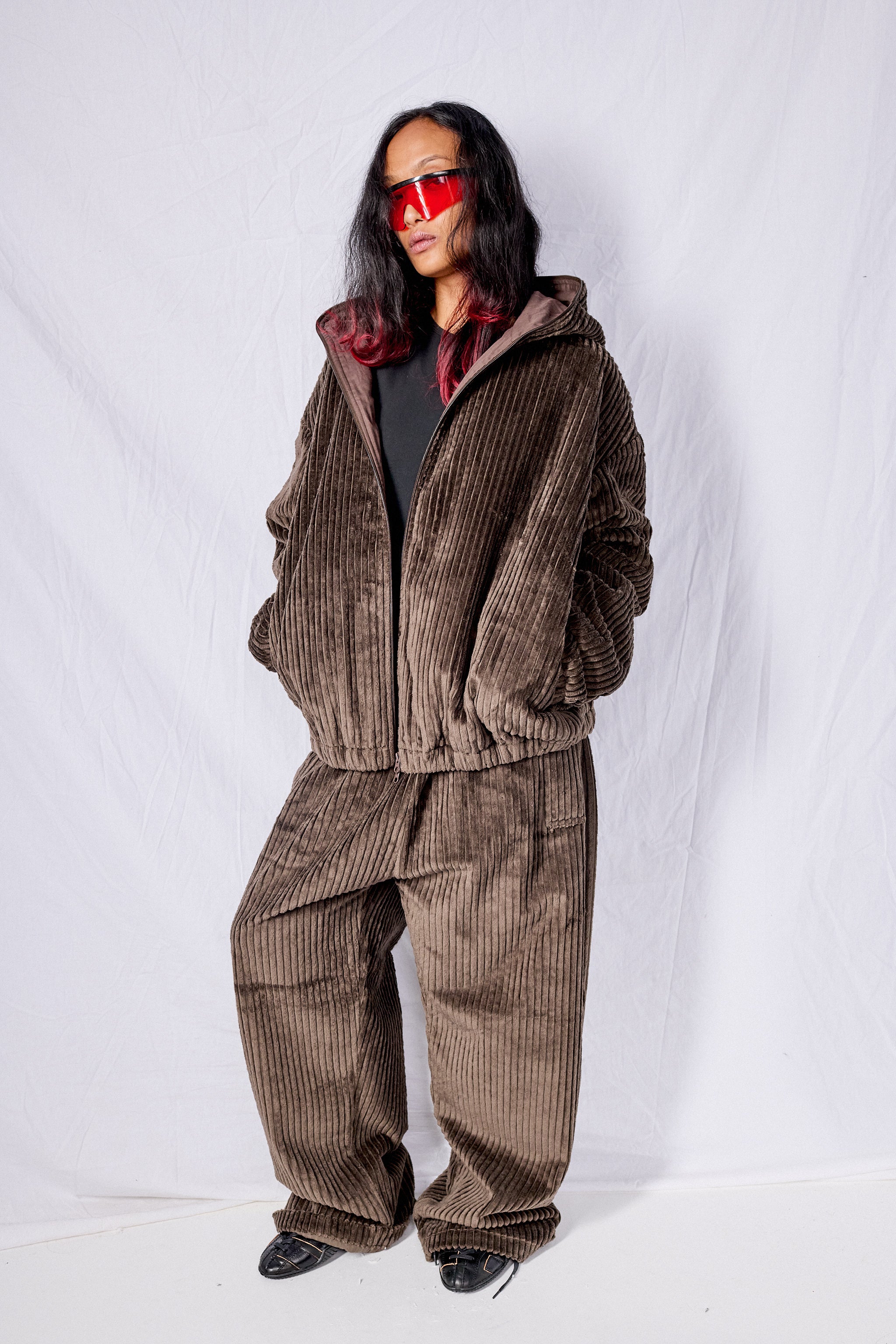 No.216 Brown Corduroy Puffer Zipper Jacket