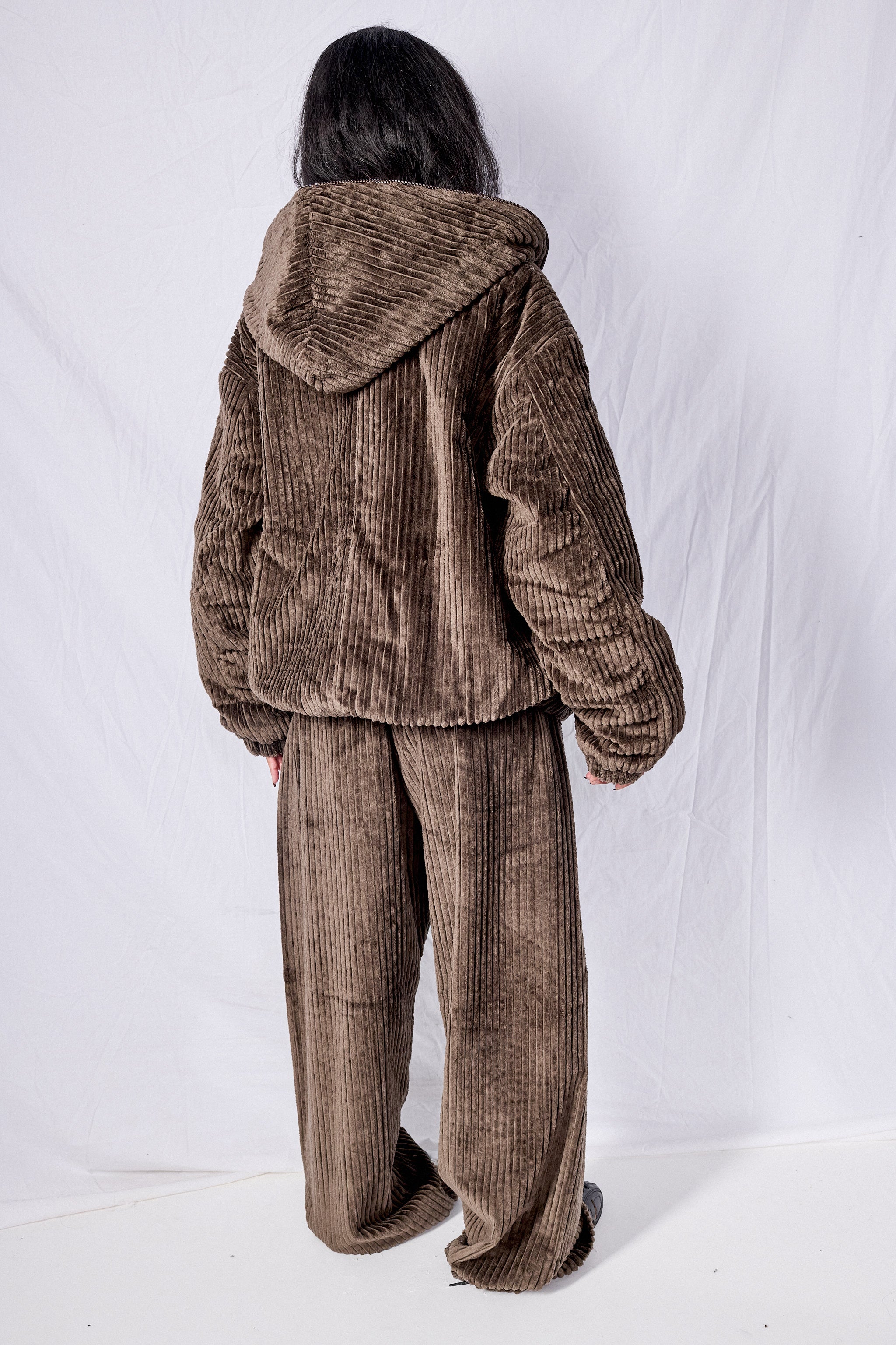 No.216 Brown Corduroy Puffer Zipper Jacket