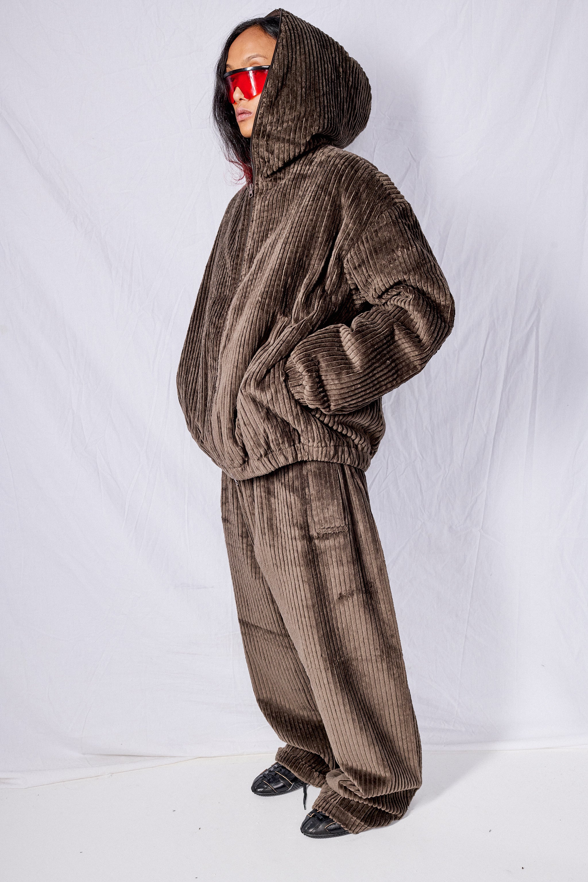 No.216 Brown Corduroy Puffer Zipper Jacket