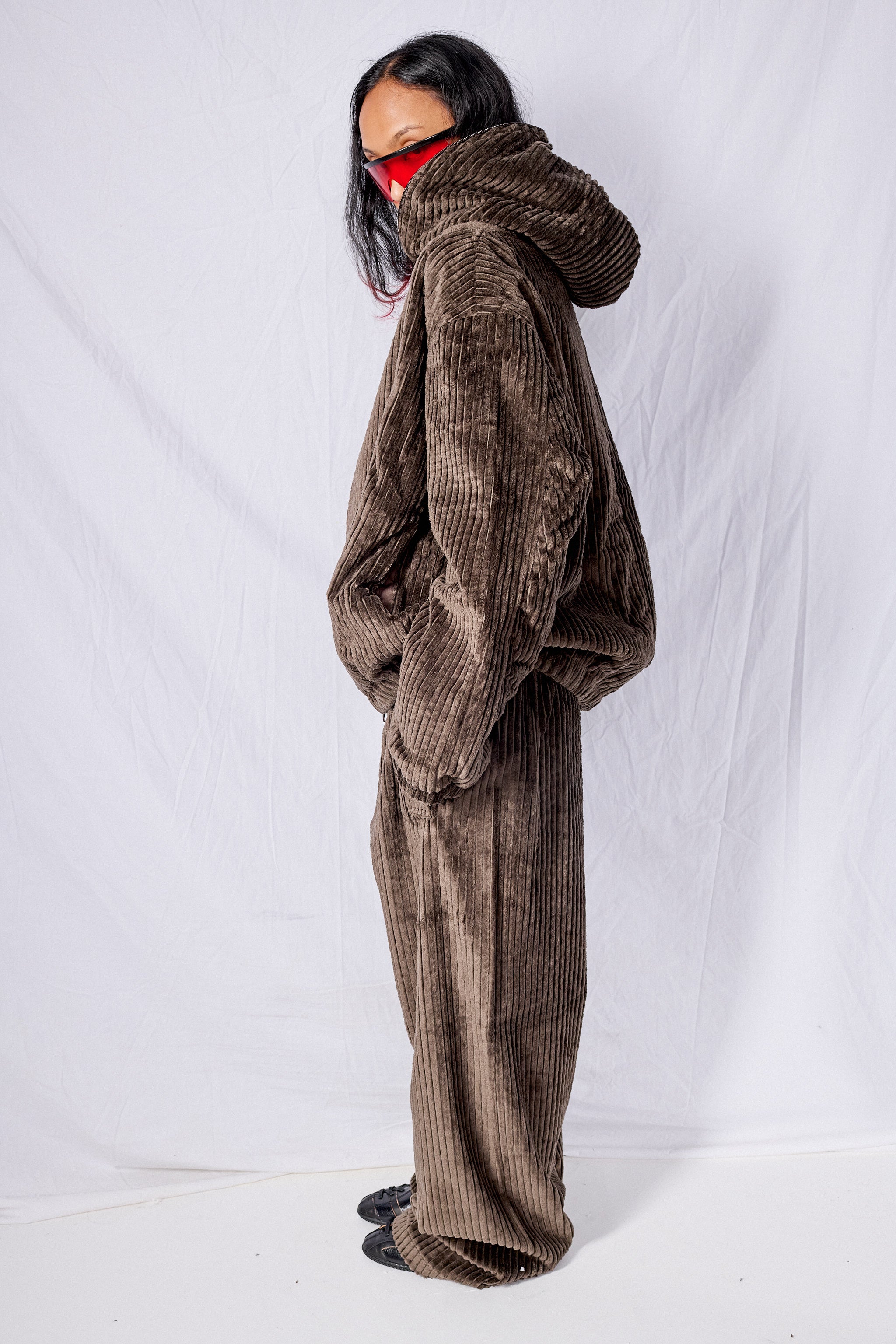 No.216 Brown Corduroy Puffer Zipper Jacket