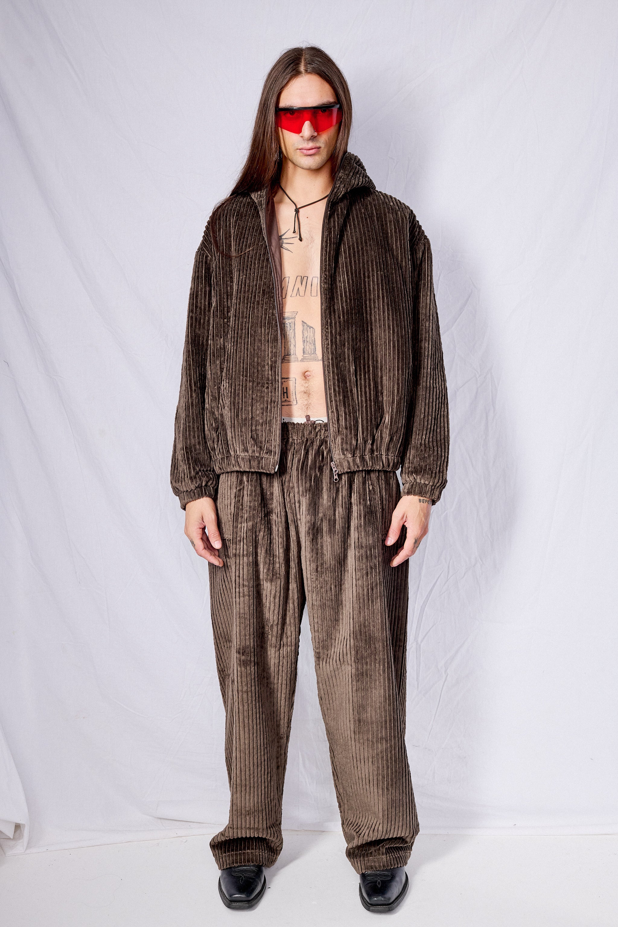 No.216 Brown Corduroy Puffer Zipper Jacket