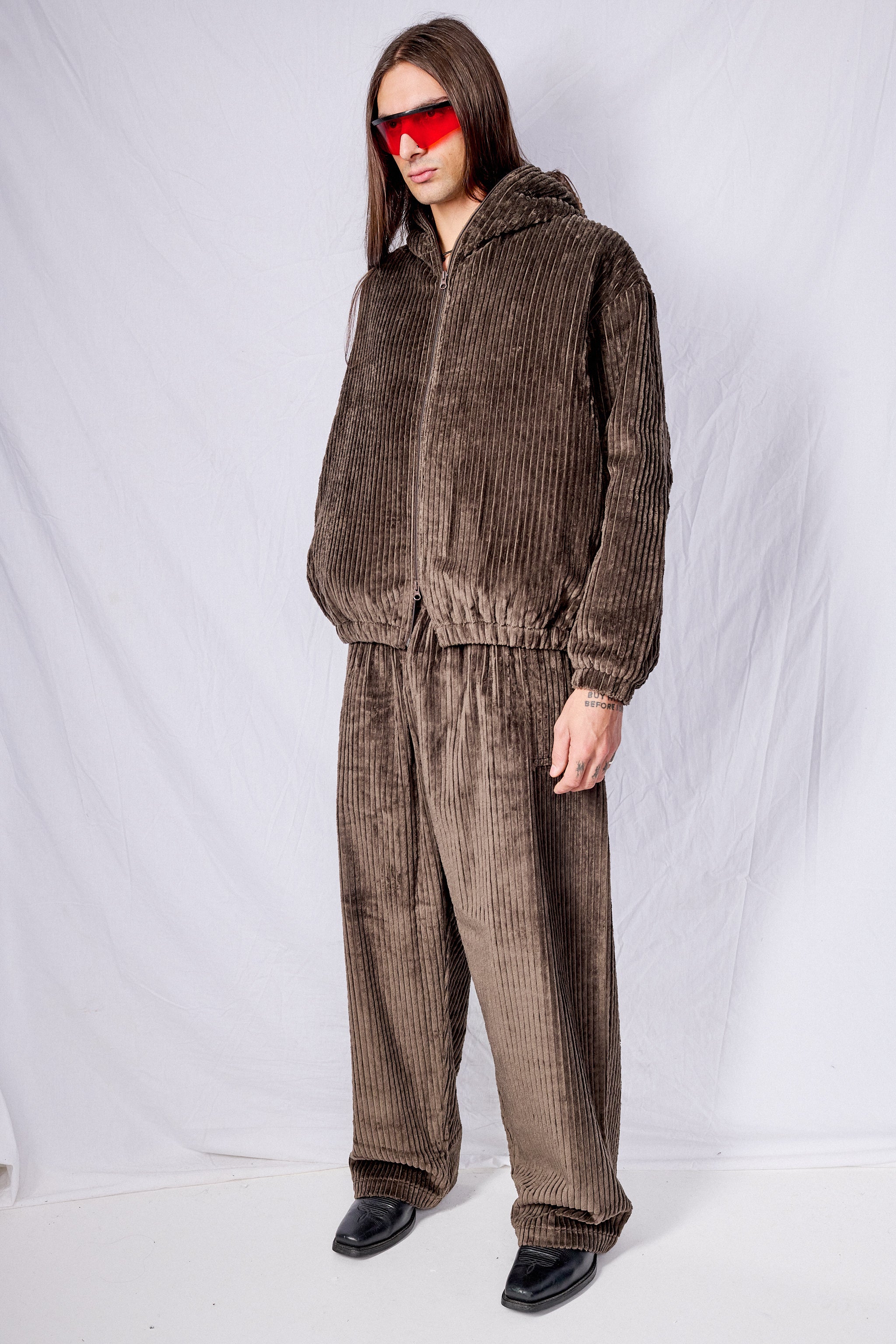 No.216 Brown Corduroy Puffer Zipper Jacket