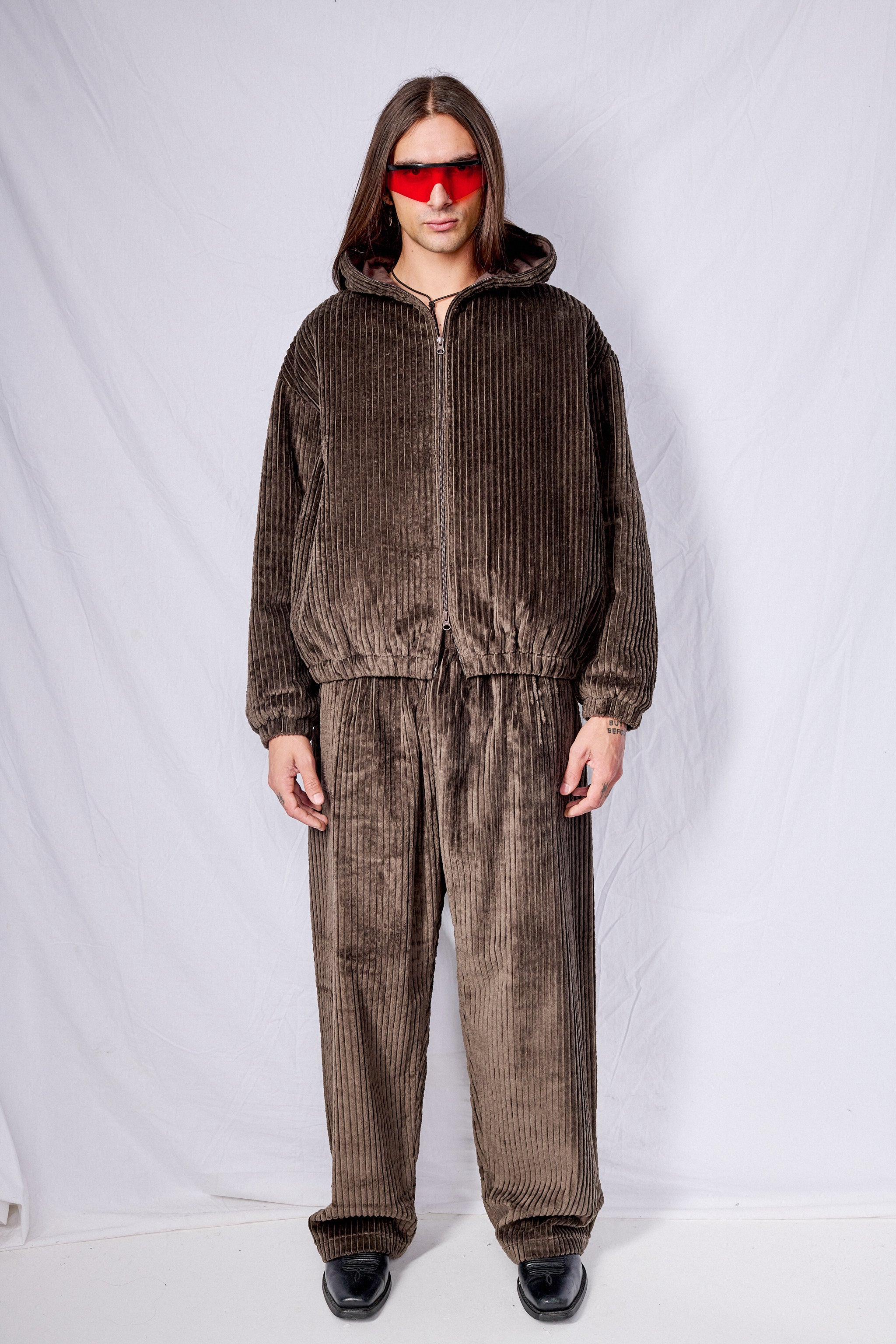 No.216 Brown Corduroy Puffer Zipper Jacket