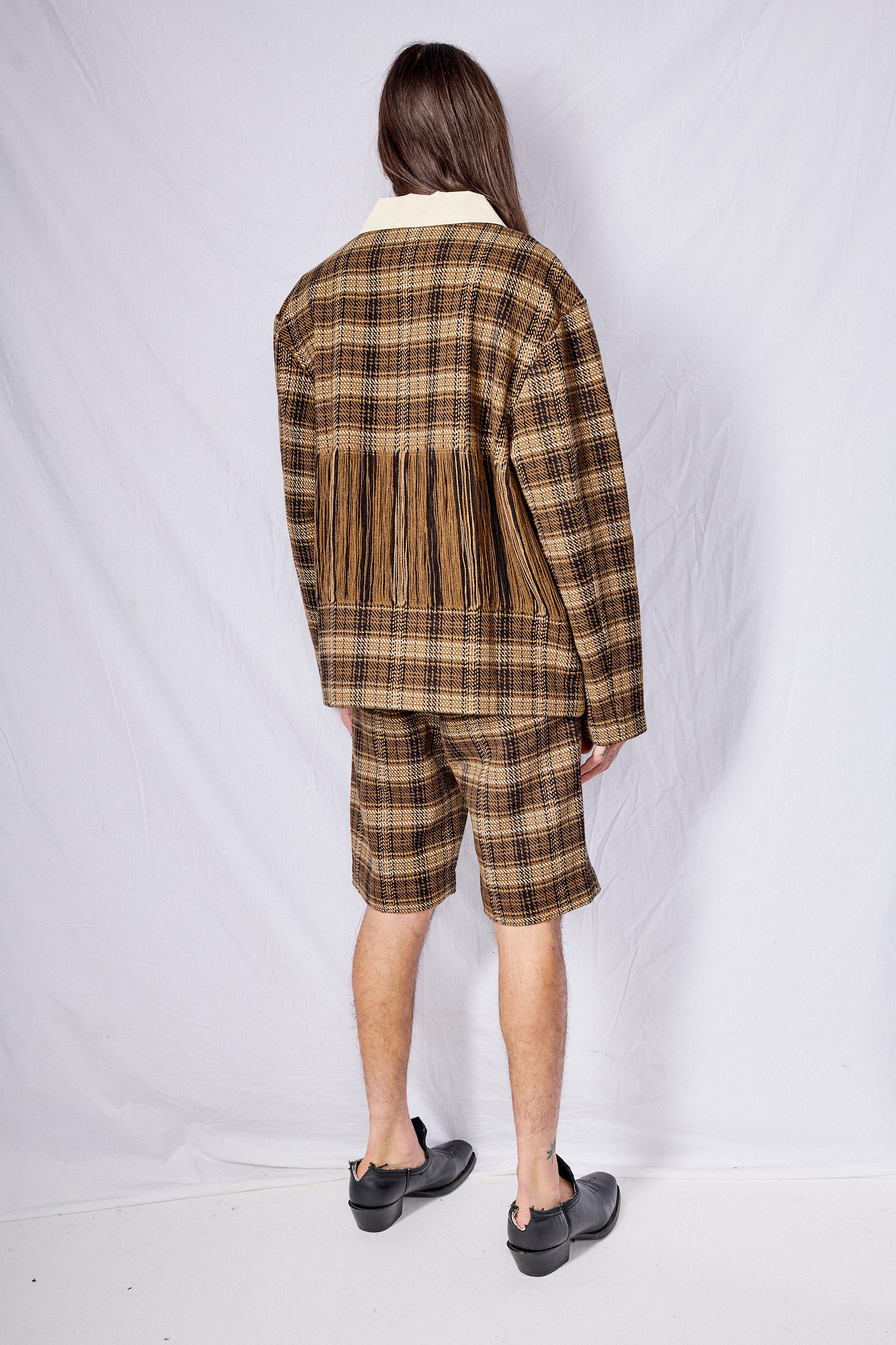 Brown Check Woven Shorts