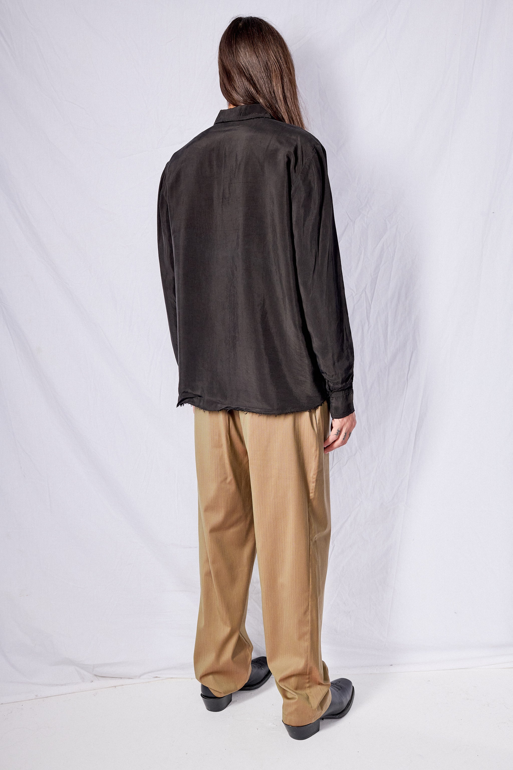 No.157 Black Double Cupro Pocket Shirt