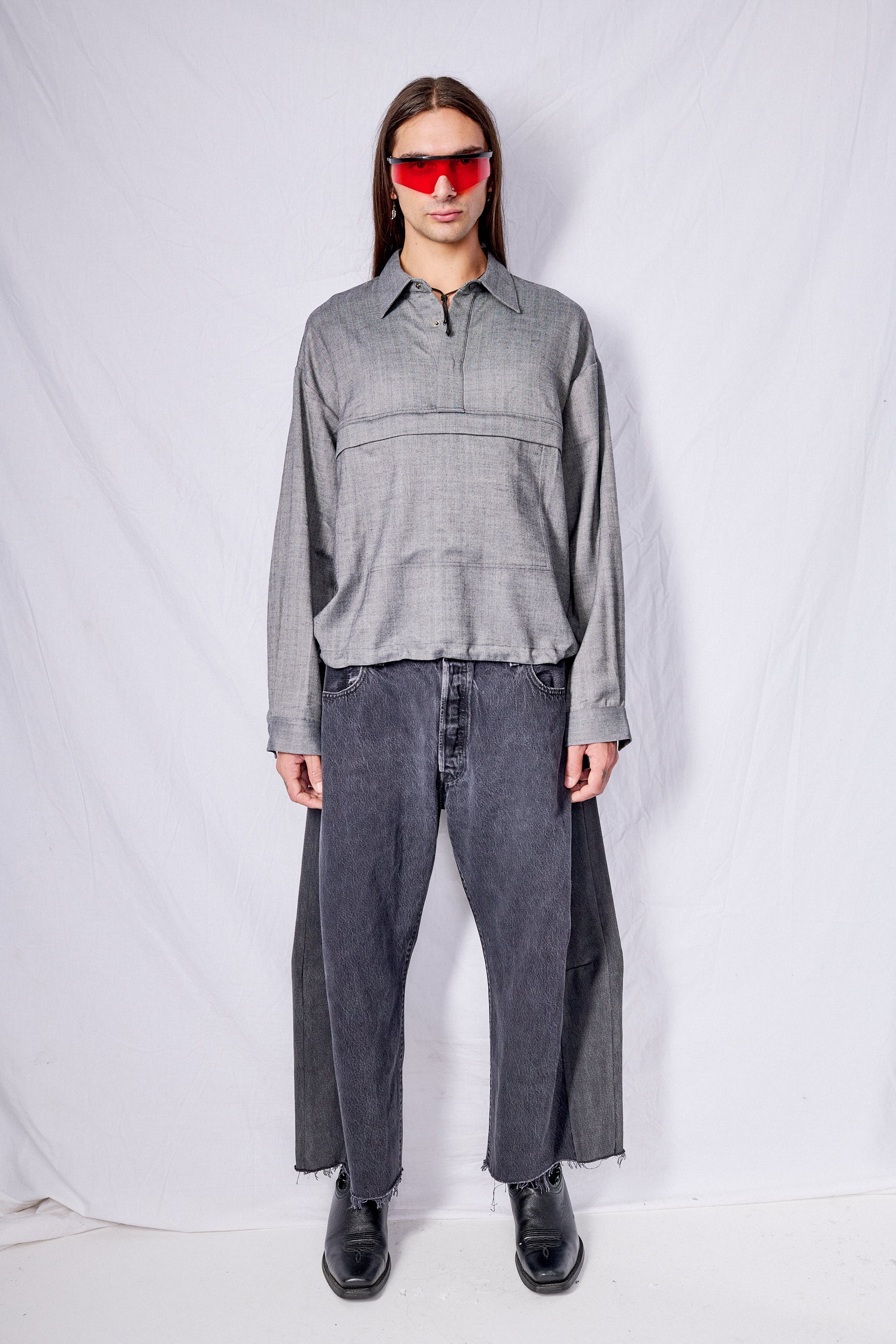 Black/White Pop Over Shirt