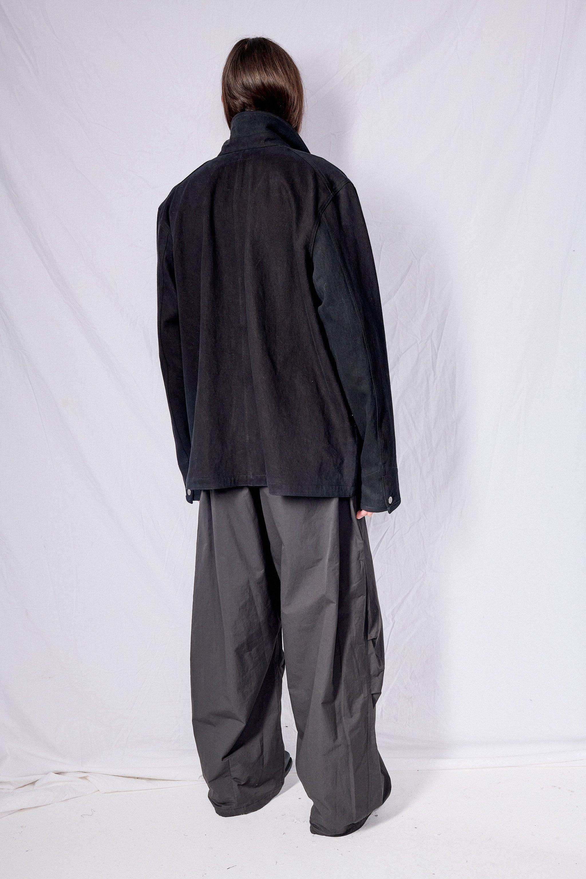 Black Denim Fireman Field Coat