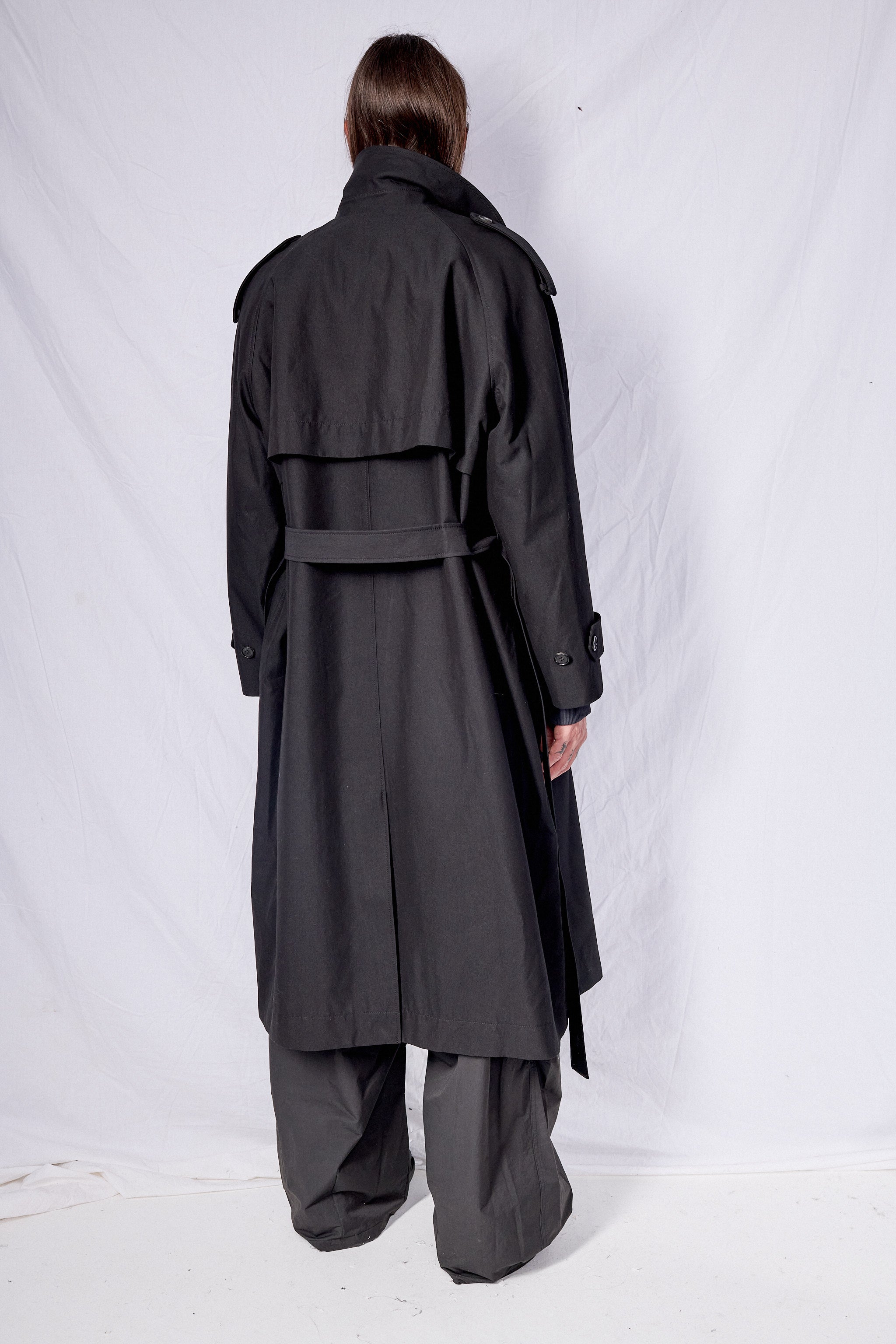 Black Unisex Oversized Trench Coat