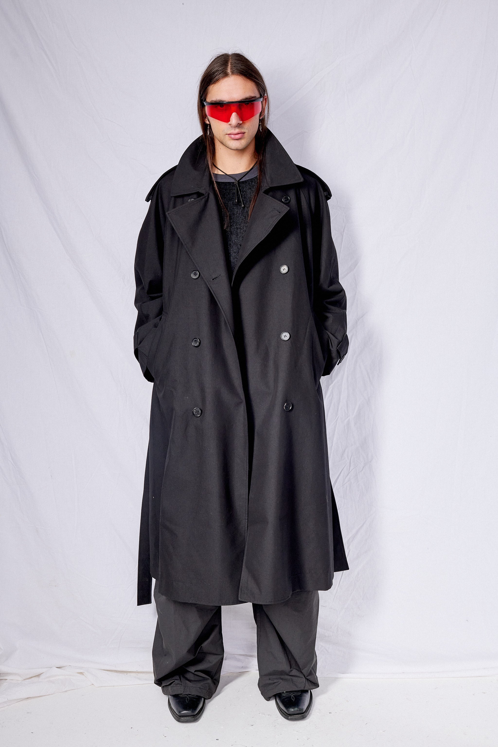 Black Unisex Oversized Trench Coat