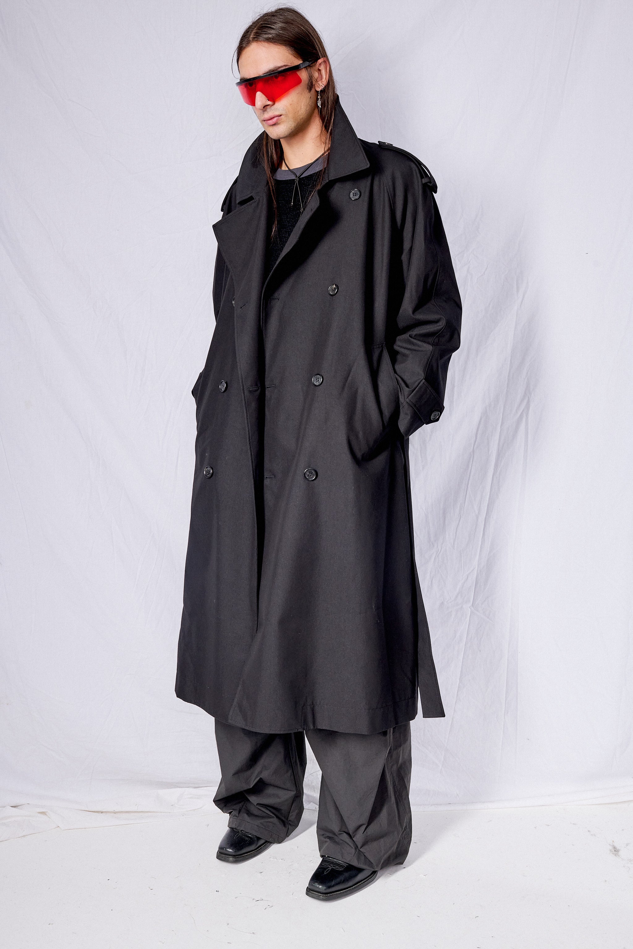 Black Unisex Oversized Trench Coat