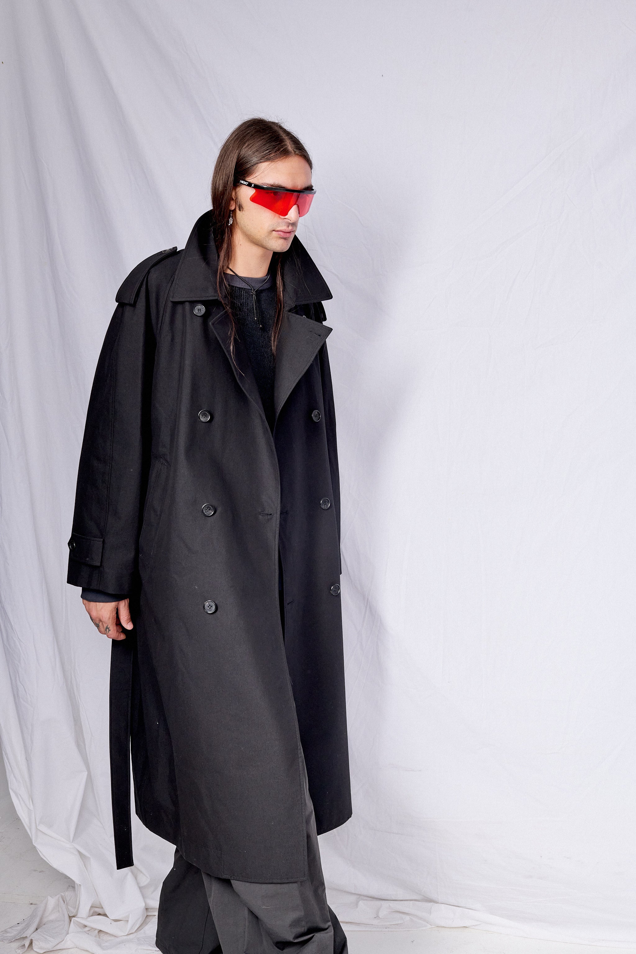 Black Unisex Oversized Trench Coat