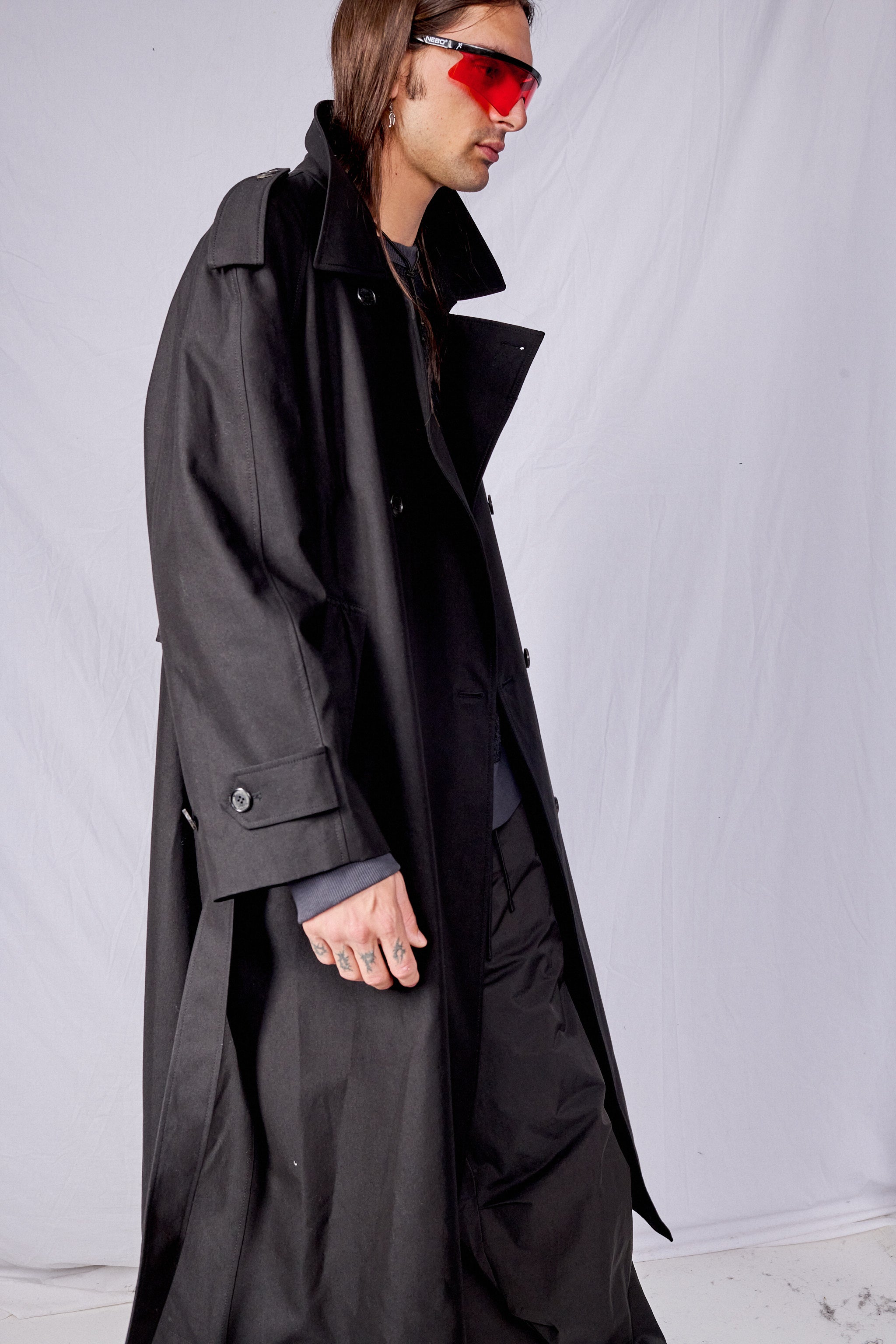 Black Unisex Oversized Trench Coat