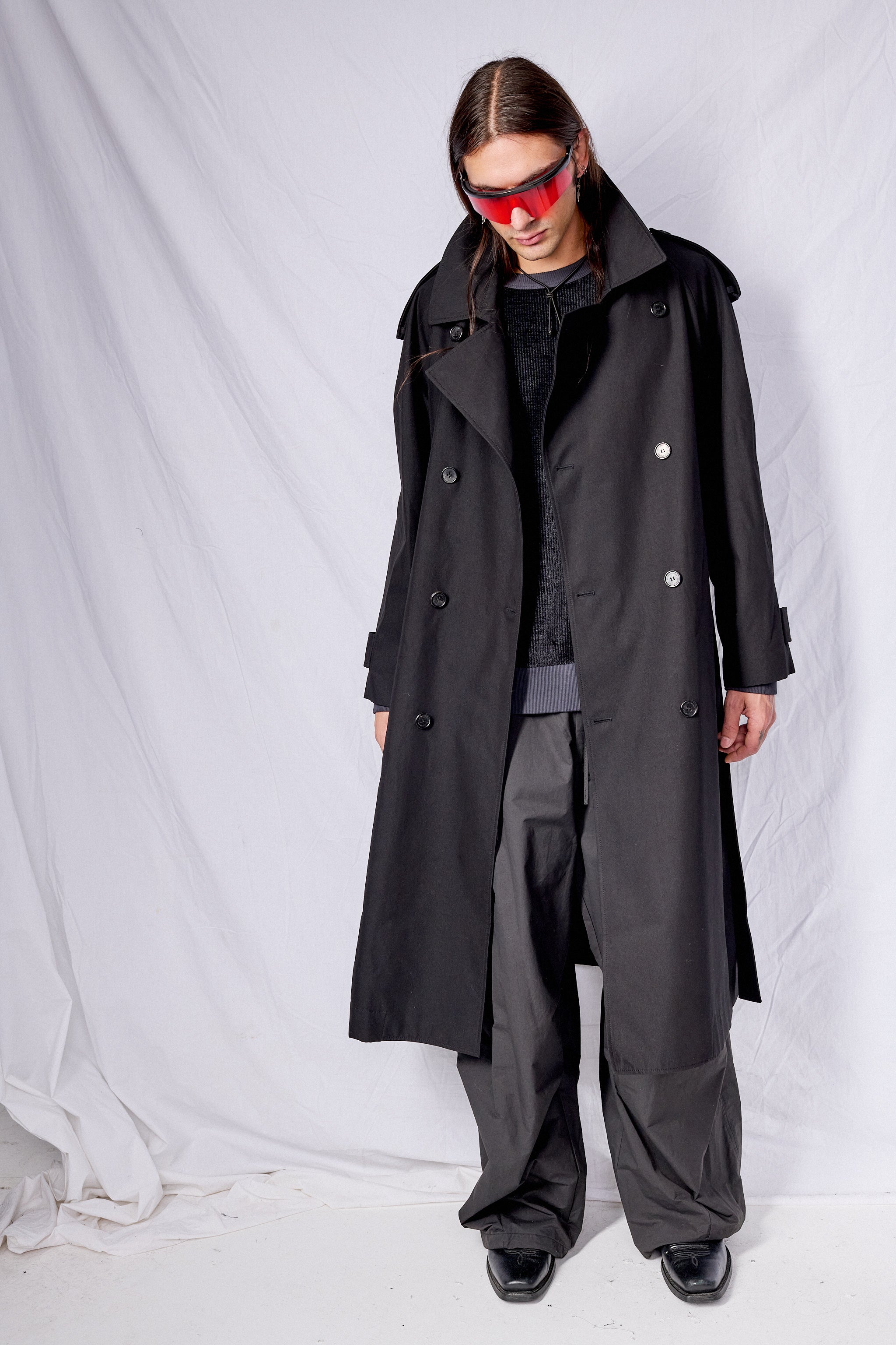 Black Unisex Oversized Trench Coat
