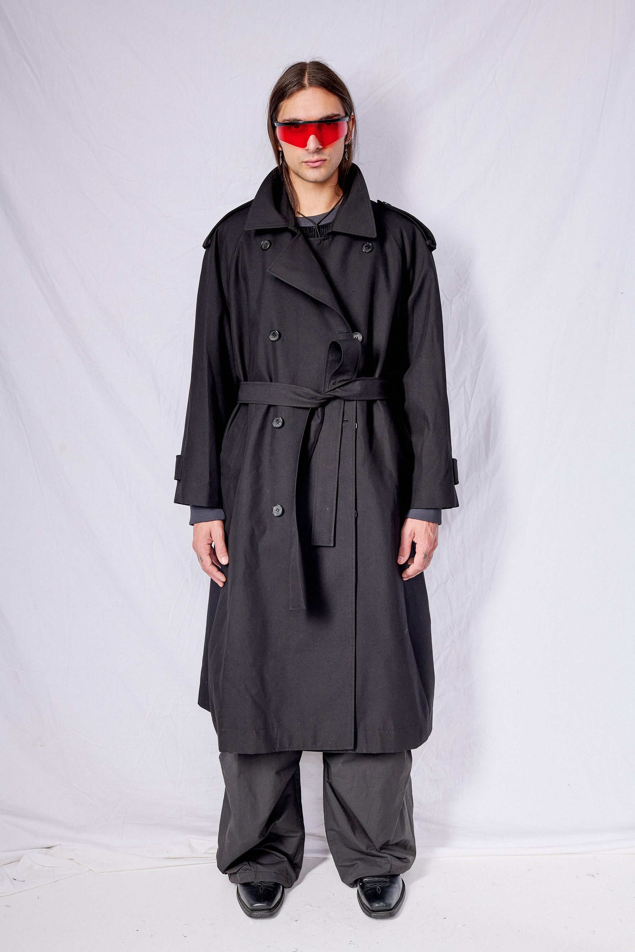 Black Unisex Oversized Trench Coat