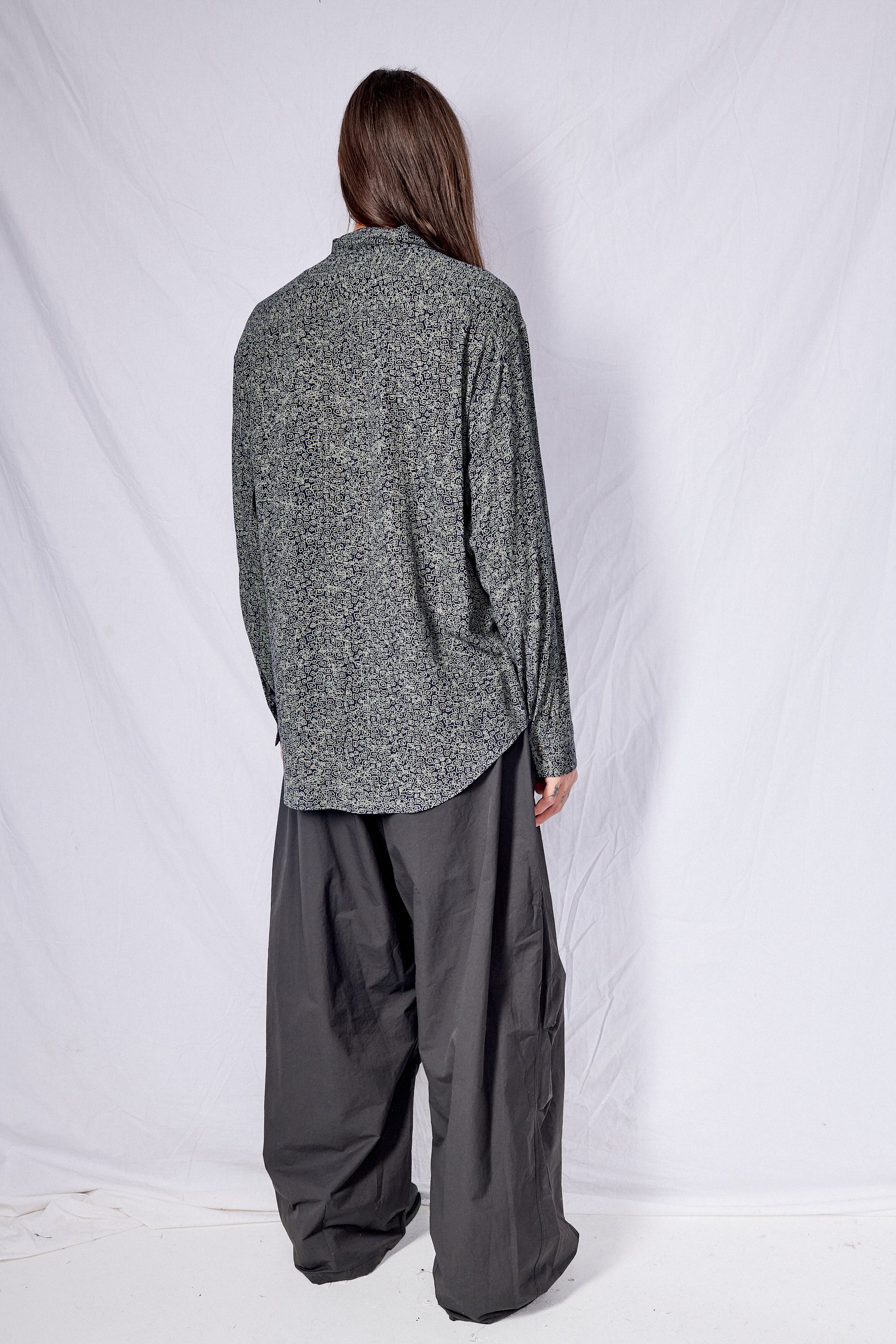 Dark Blue Print Tencel Dress Shirt