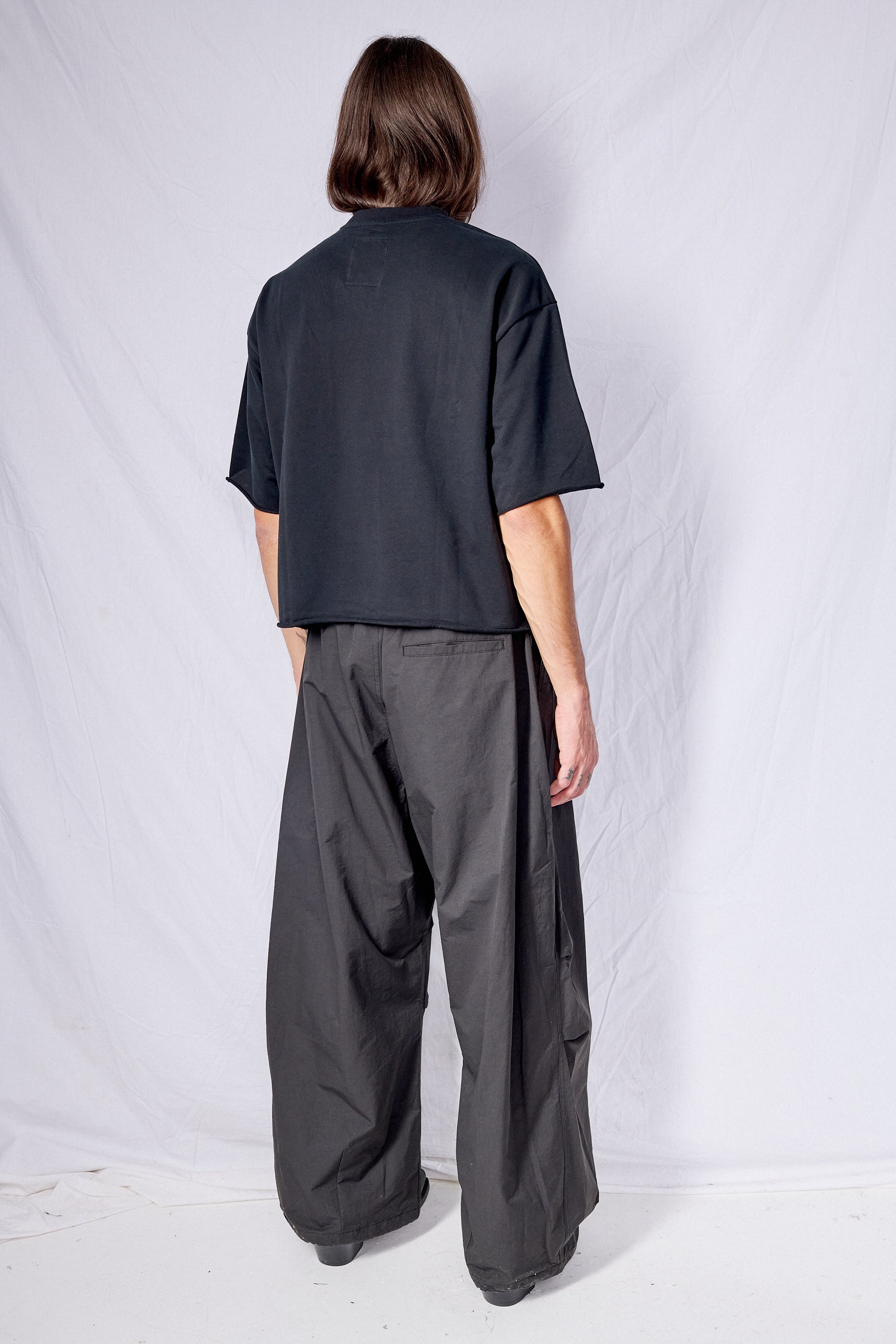 Black Raw Edge Crop T-Shirt