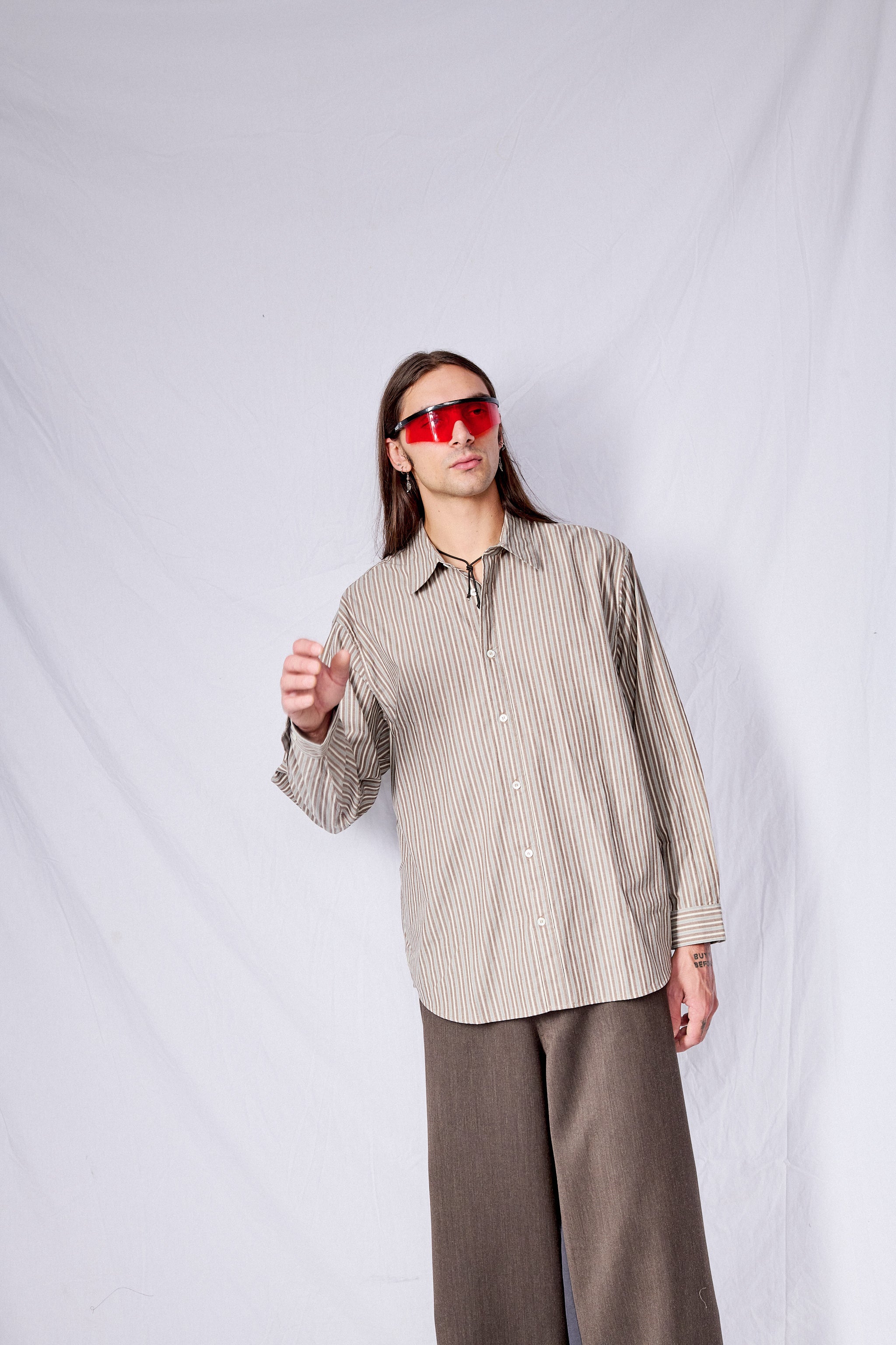 Brown Stripe Unisex Informal Shirt
