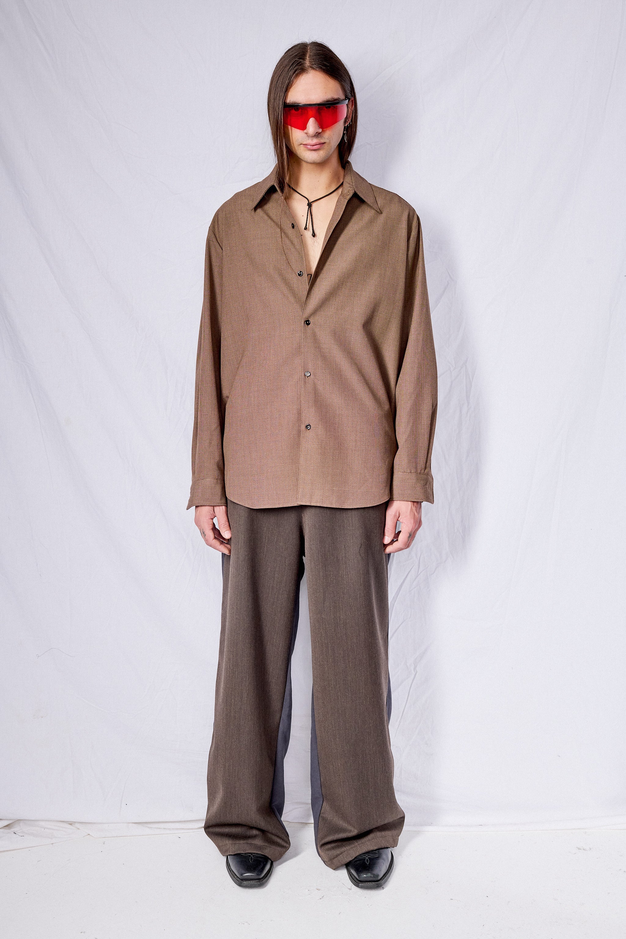 Brown Woven Rayon Classic Shirt