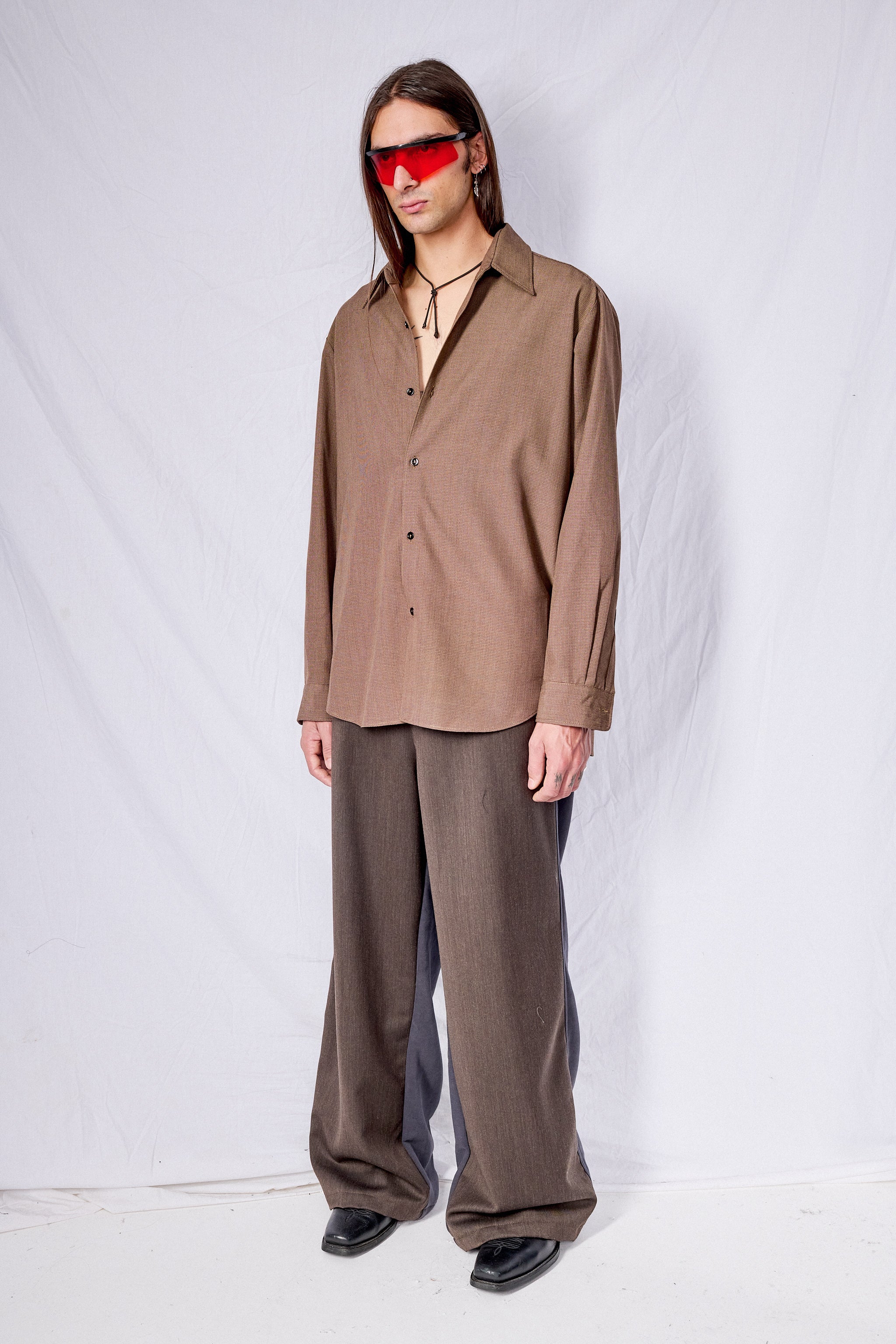 Brown Woven Rayon Classic Shirt